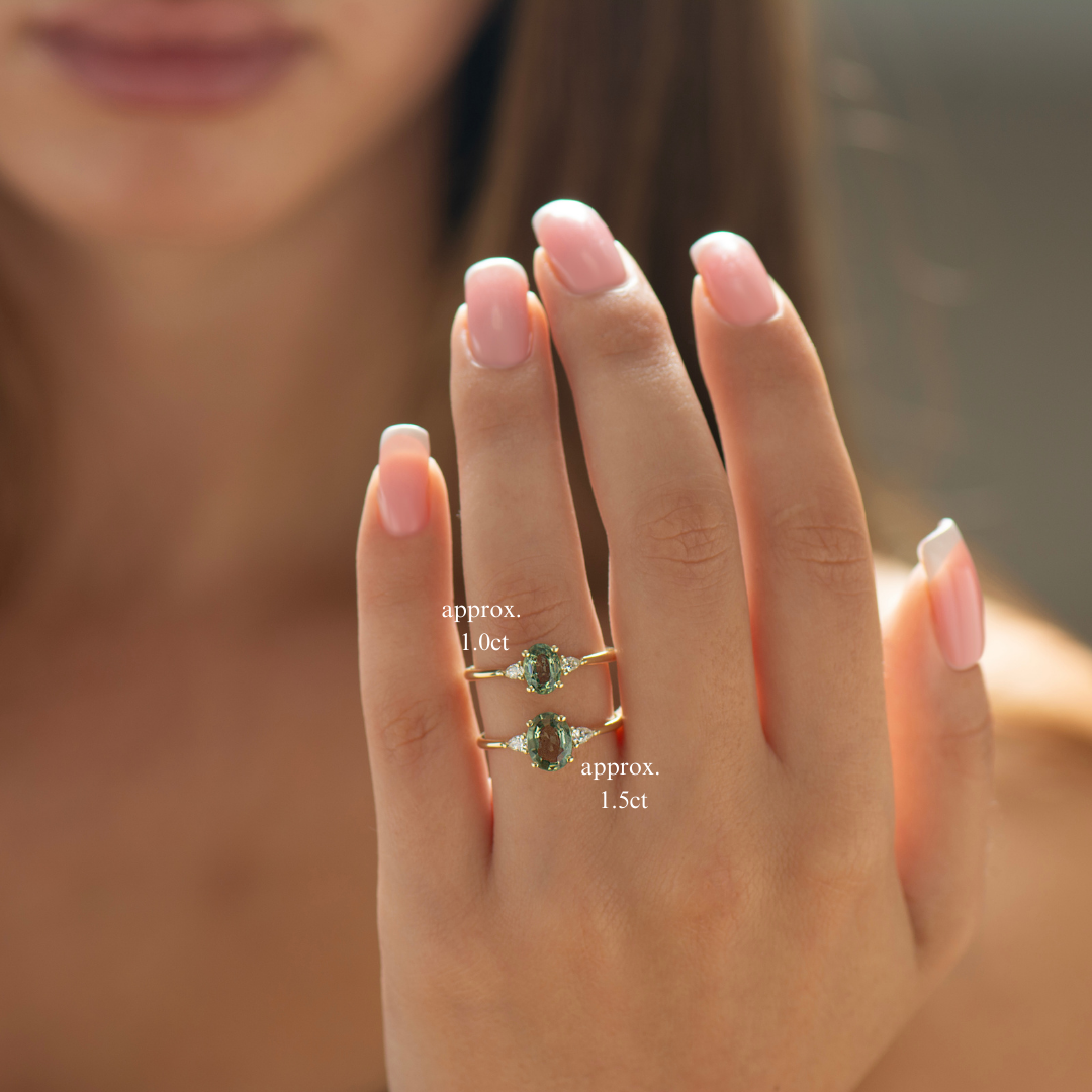 Green Sapphire Engagement Ring - Large Oval