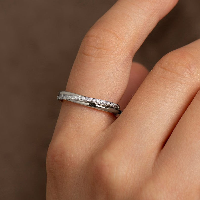 One Tone Three Bands Interlocking Ring