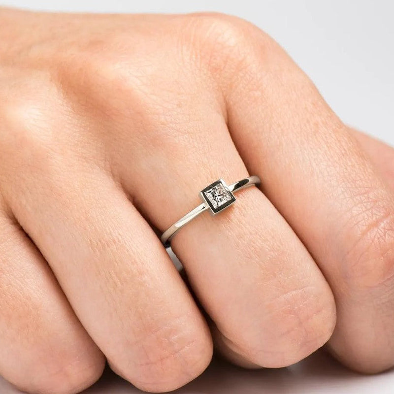 Matte textured Engagement Ring