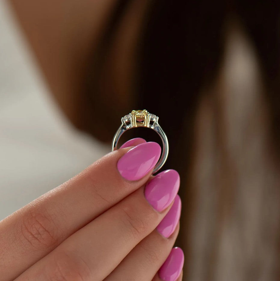 Yellow Diamond Ring - 18K White & Yellow Gold