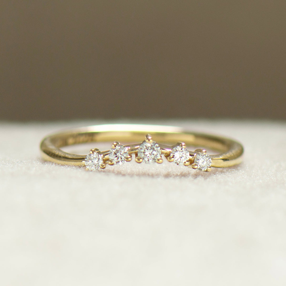 Curved Five Diamonds Matching Ring