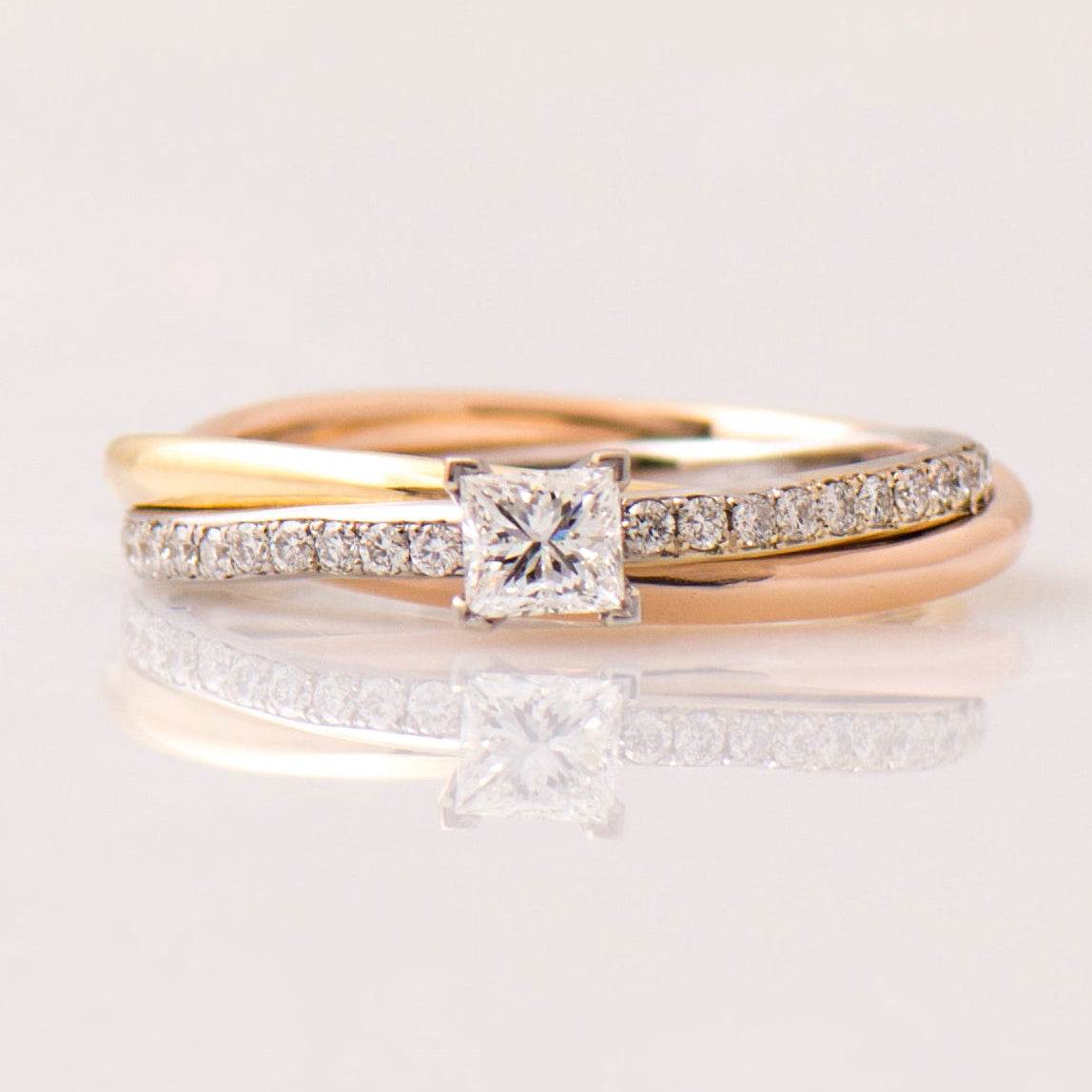 Princess Diamond Three Tone Ring