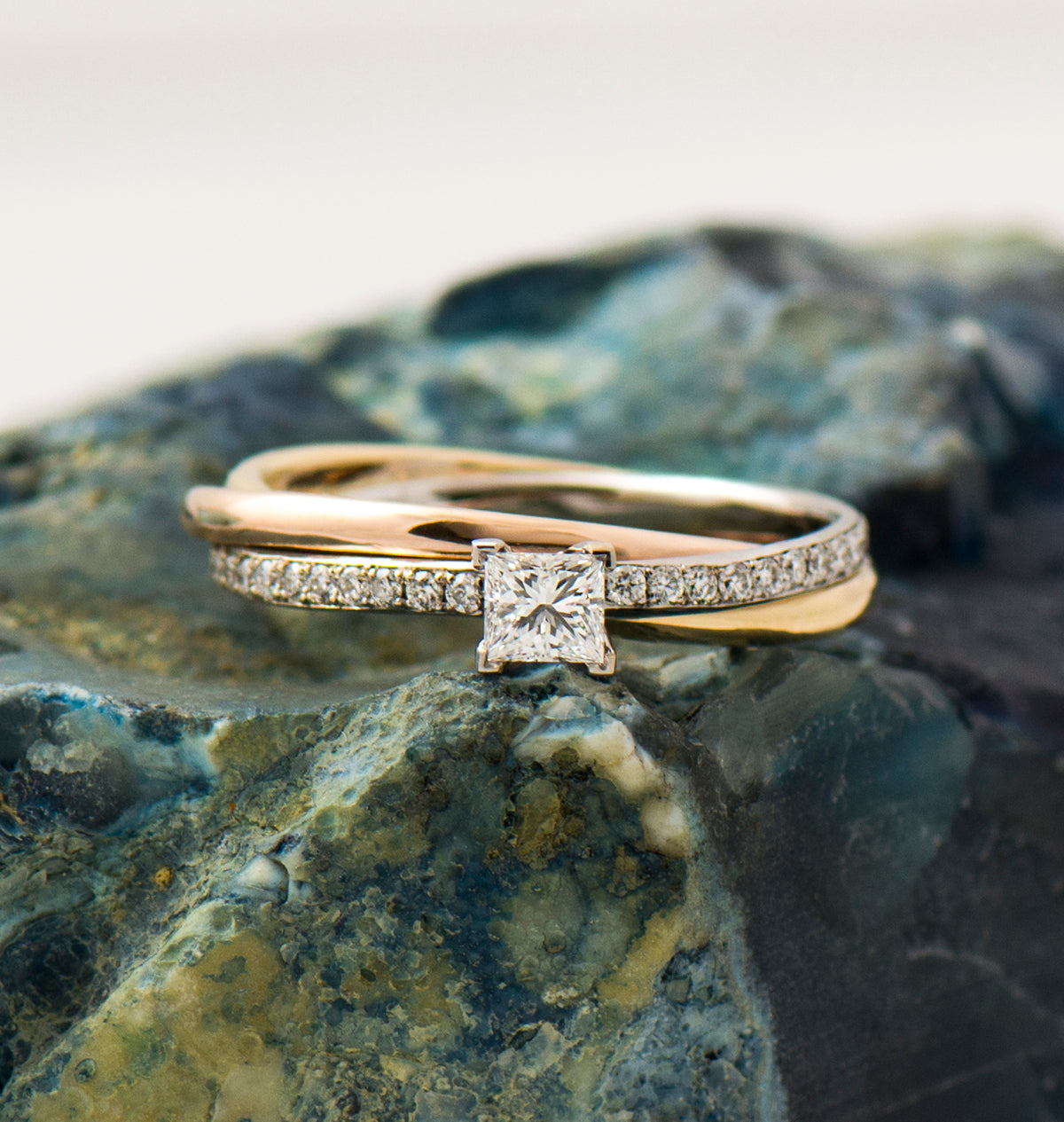 Princess Diamond Three Tone Ring