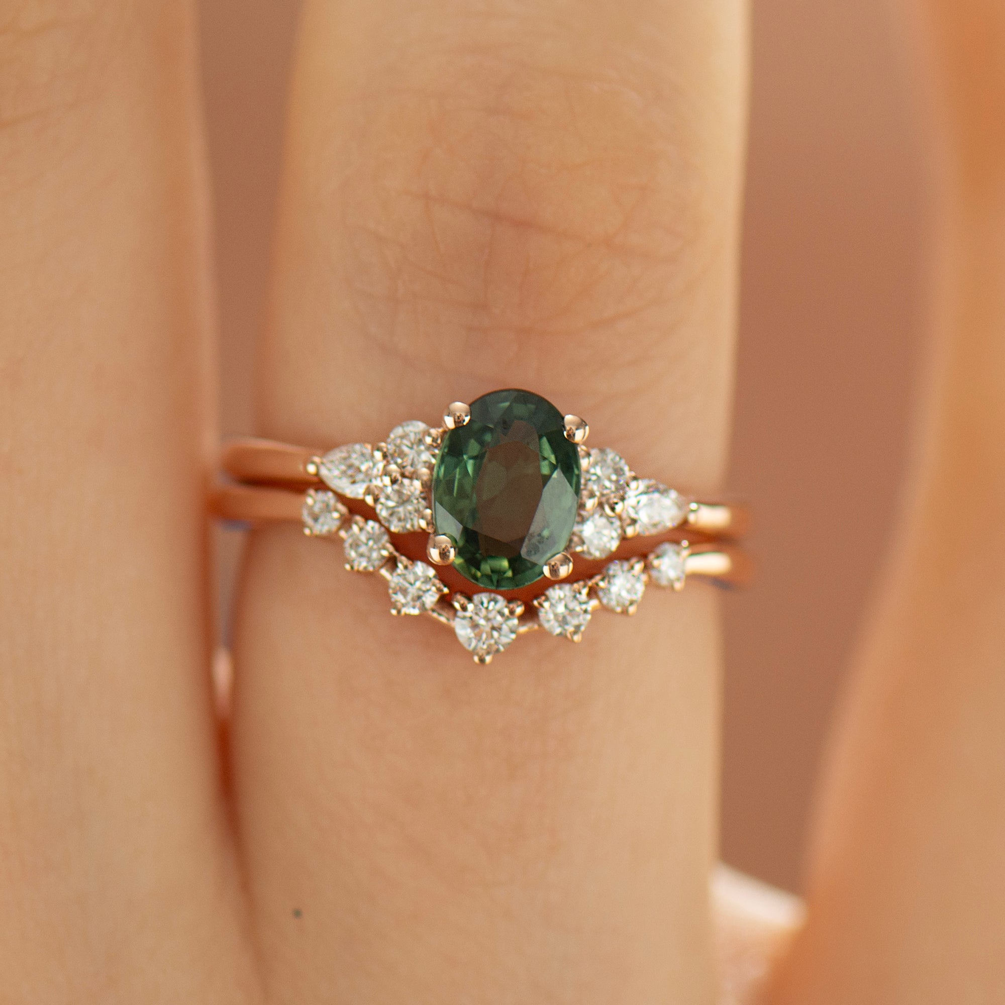 Forest Green Sapphire Engagement Ring