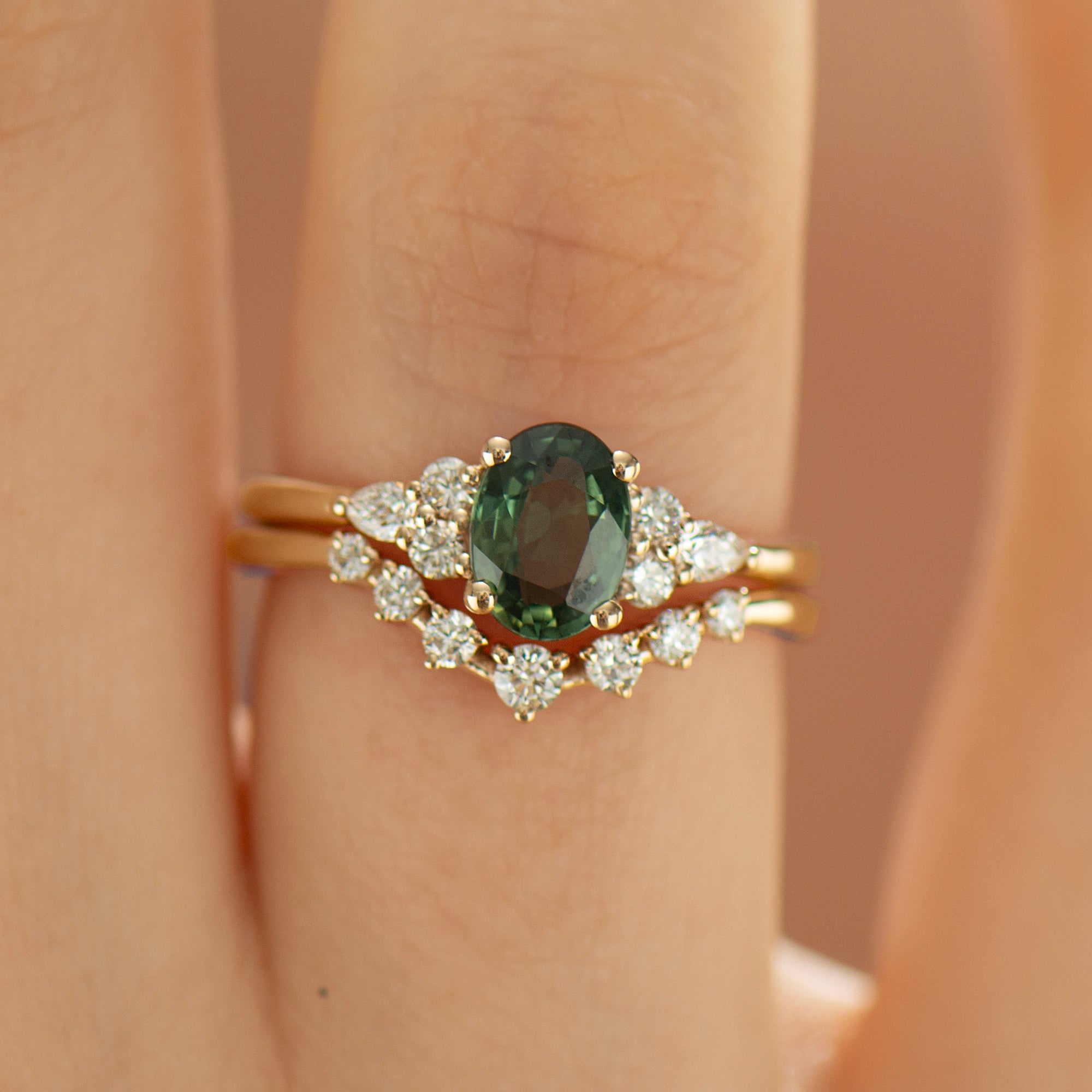 Forest Green Sapphire Engagement Ring