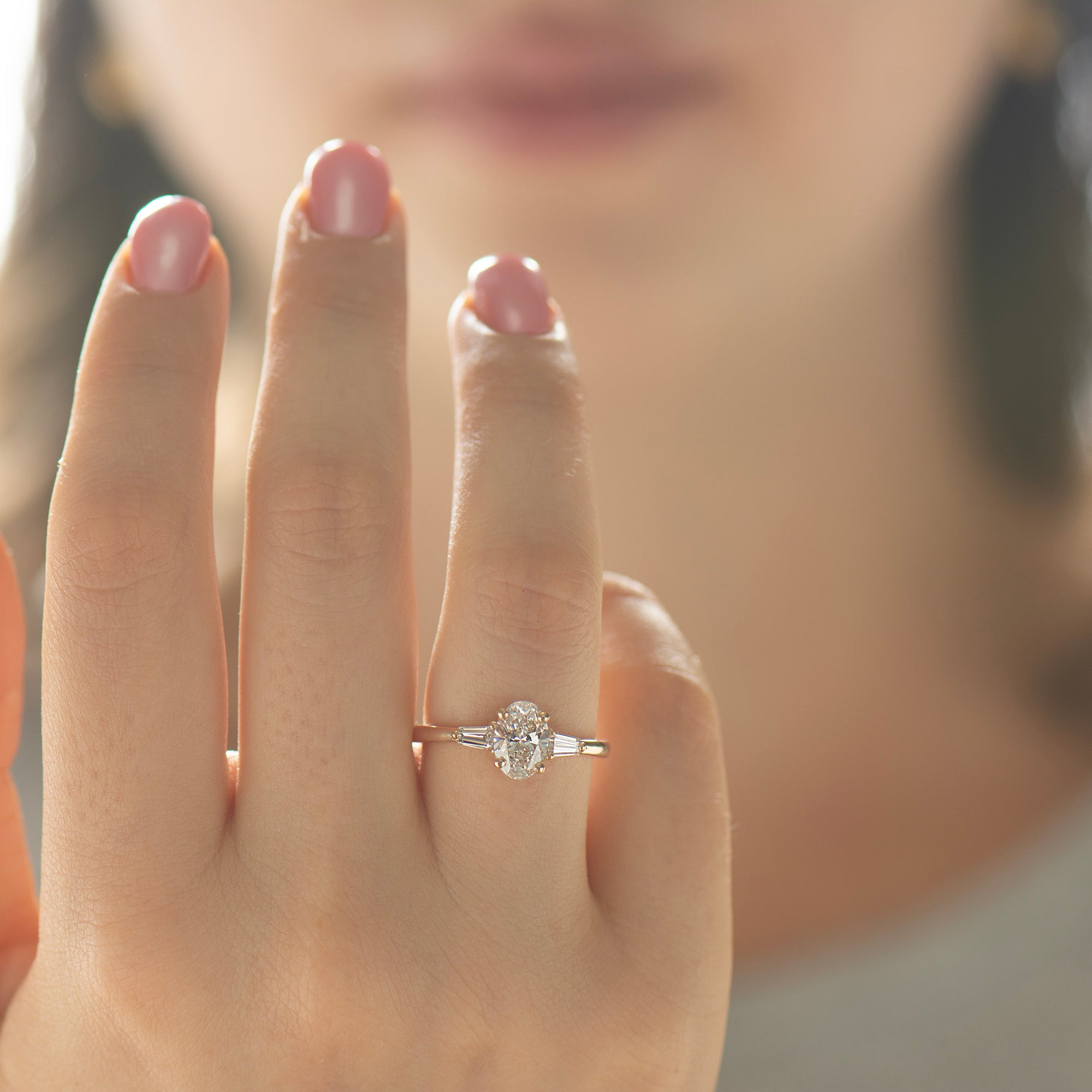 Oval & Baguette Engagement Ring