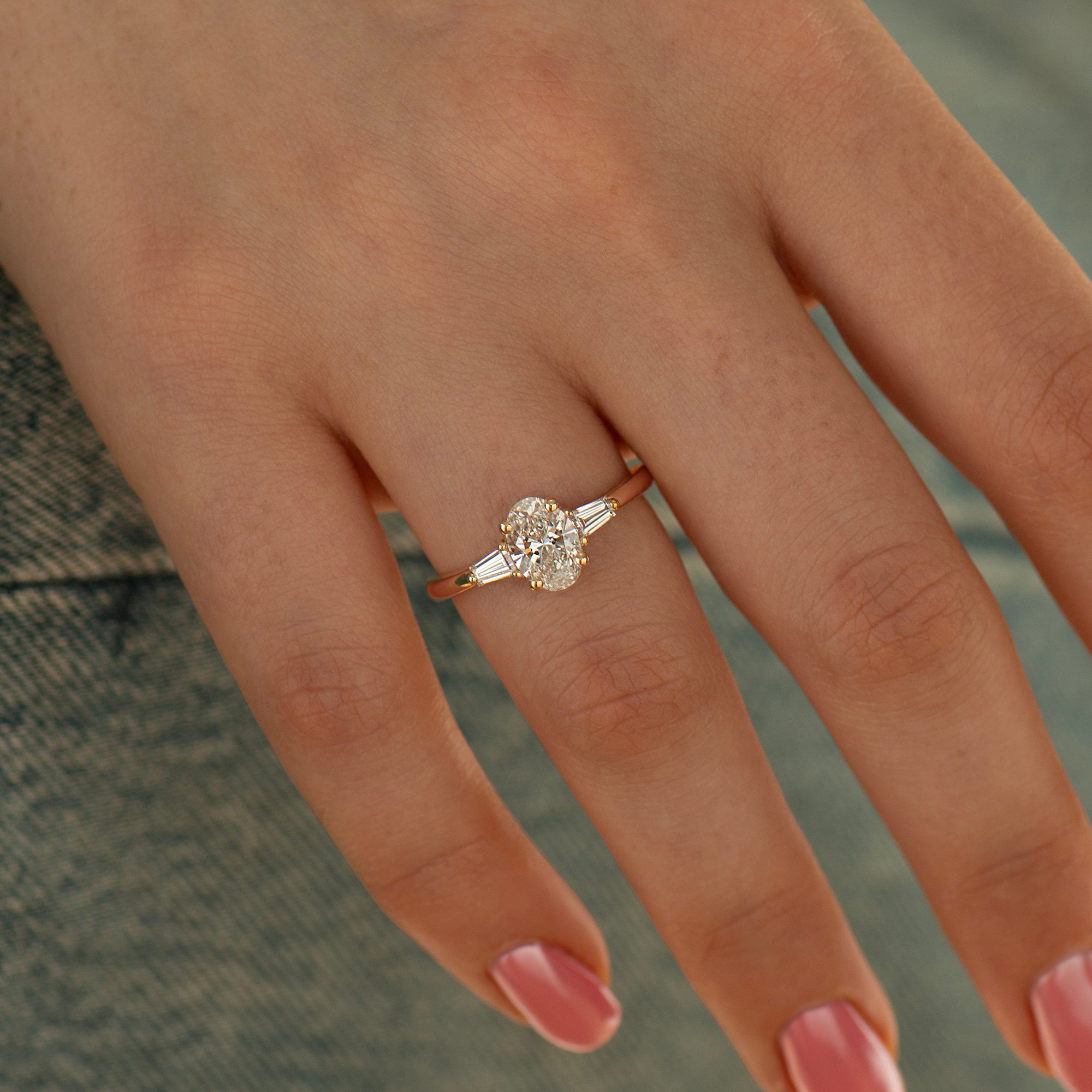 Oval & Baguette Engagement Ring