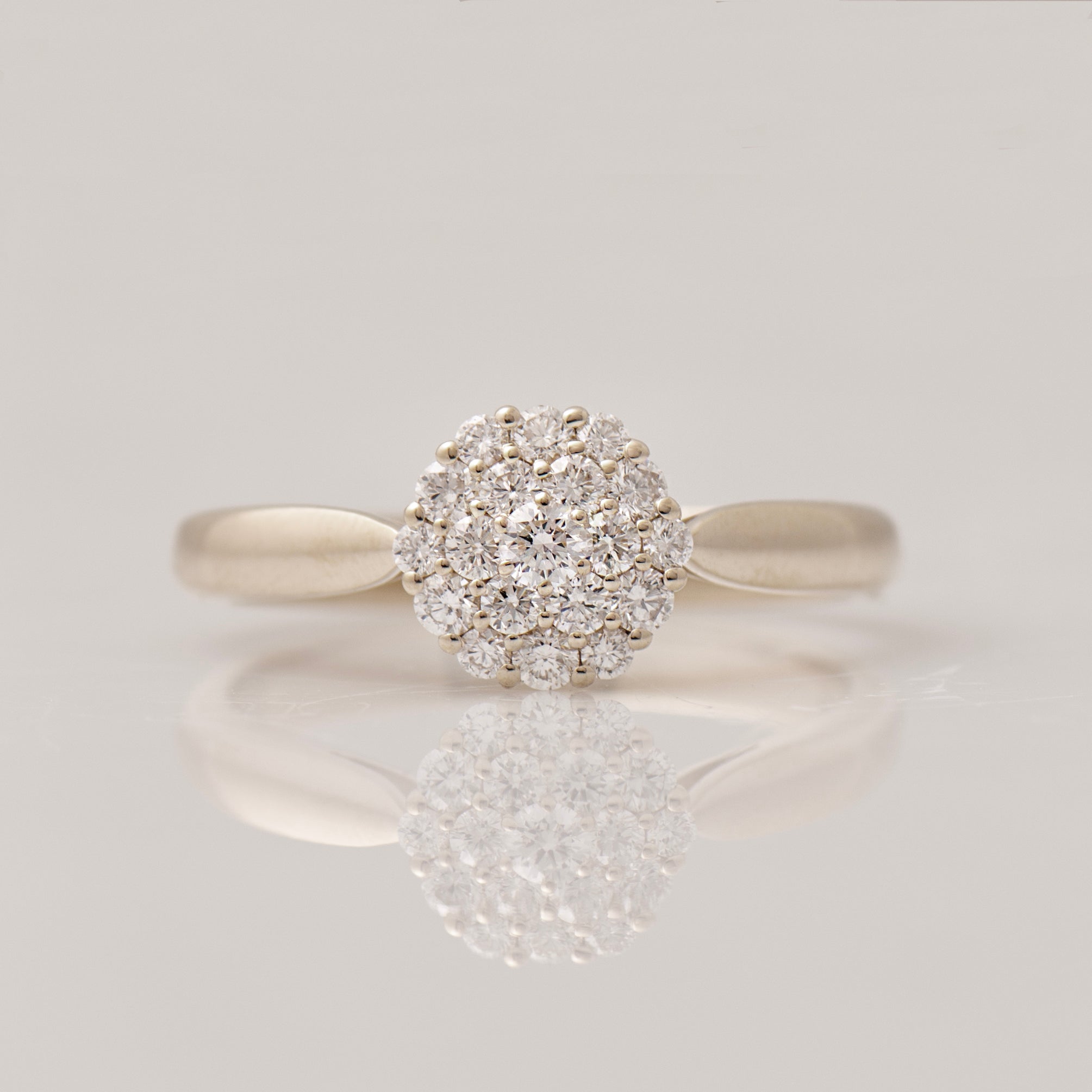 White Bursting Cluster Diamond Ring