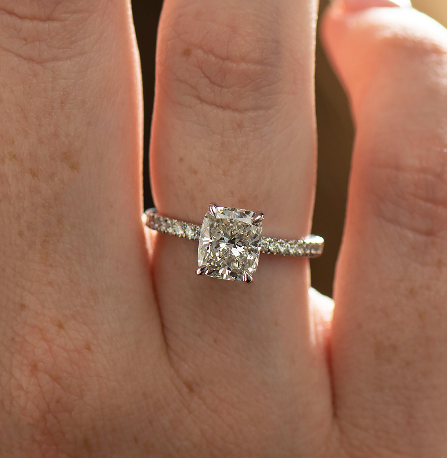 Elongated Cushion Engagement Ring