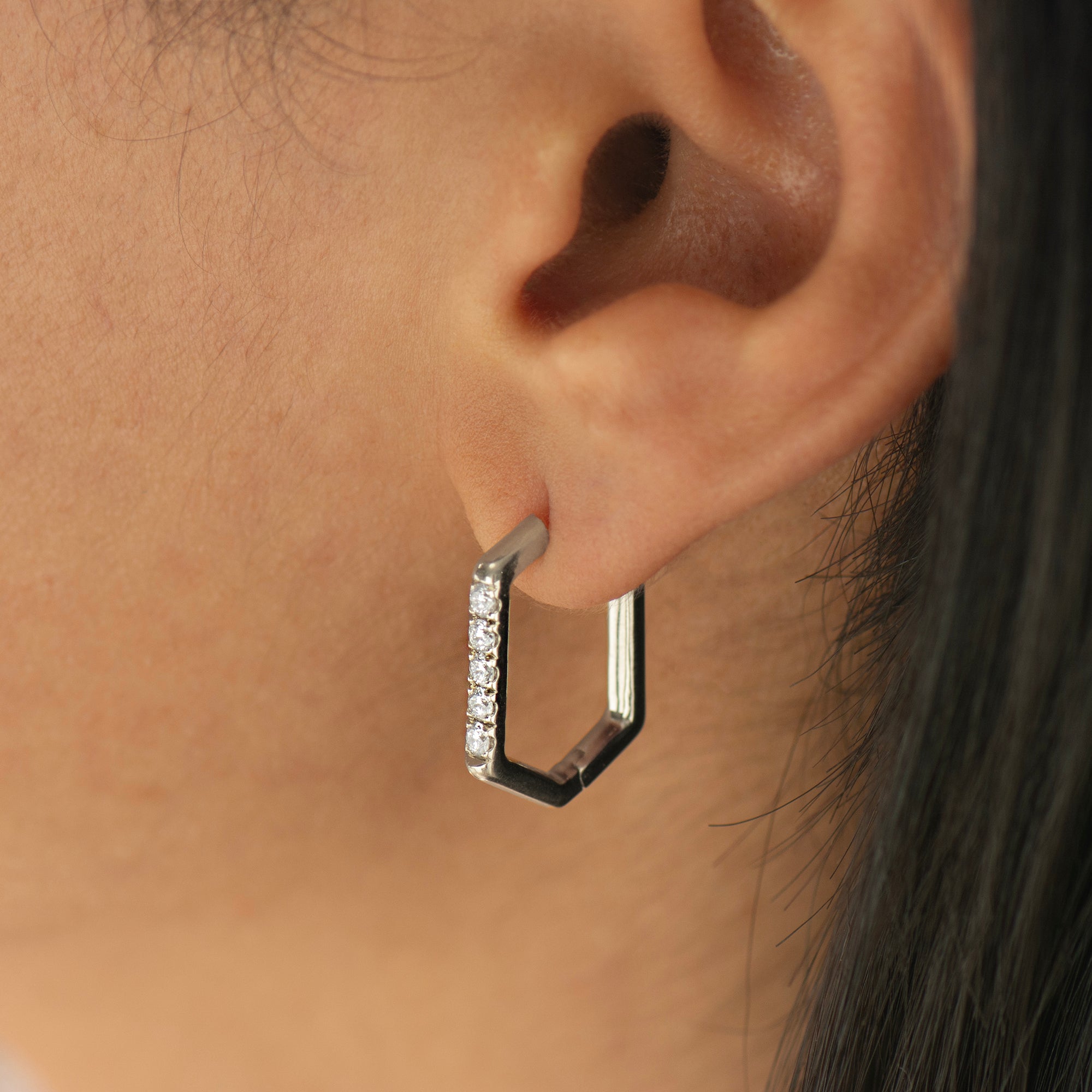 Hexagonal Diamond Earrings