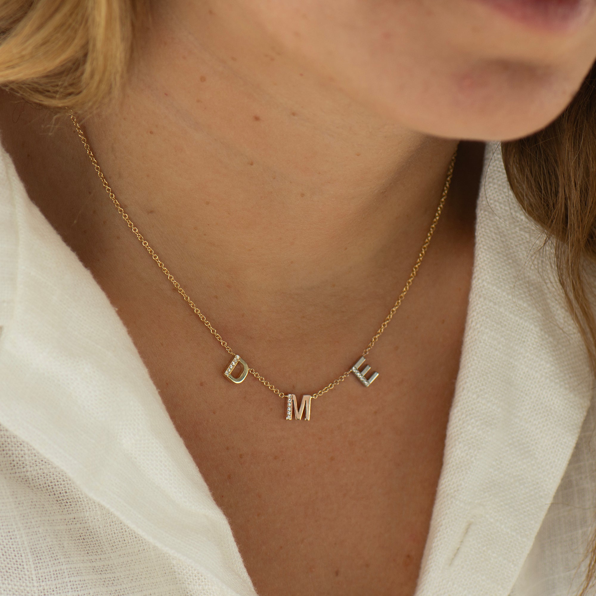 Personalized Necklace - Multicolored Initial/s with Diamonds