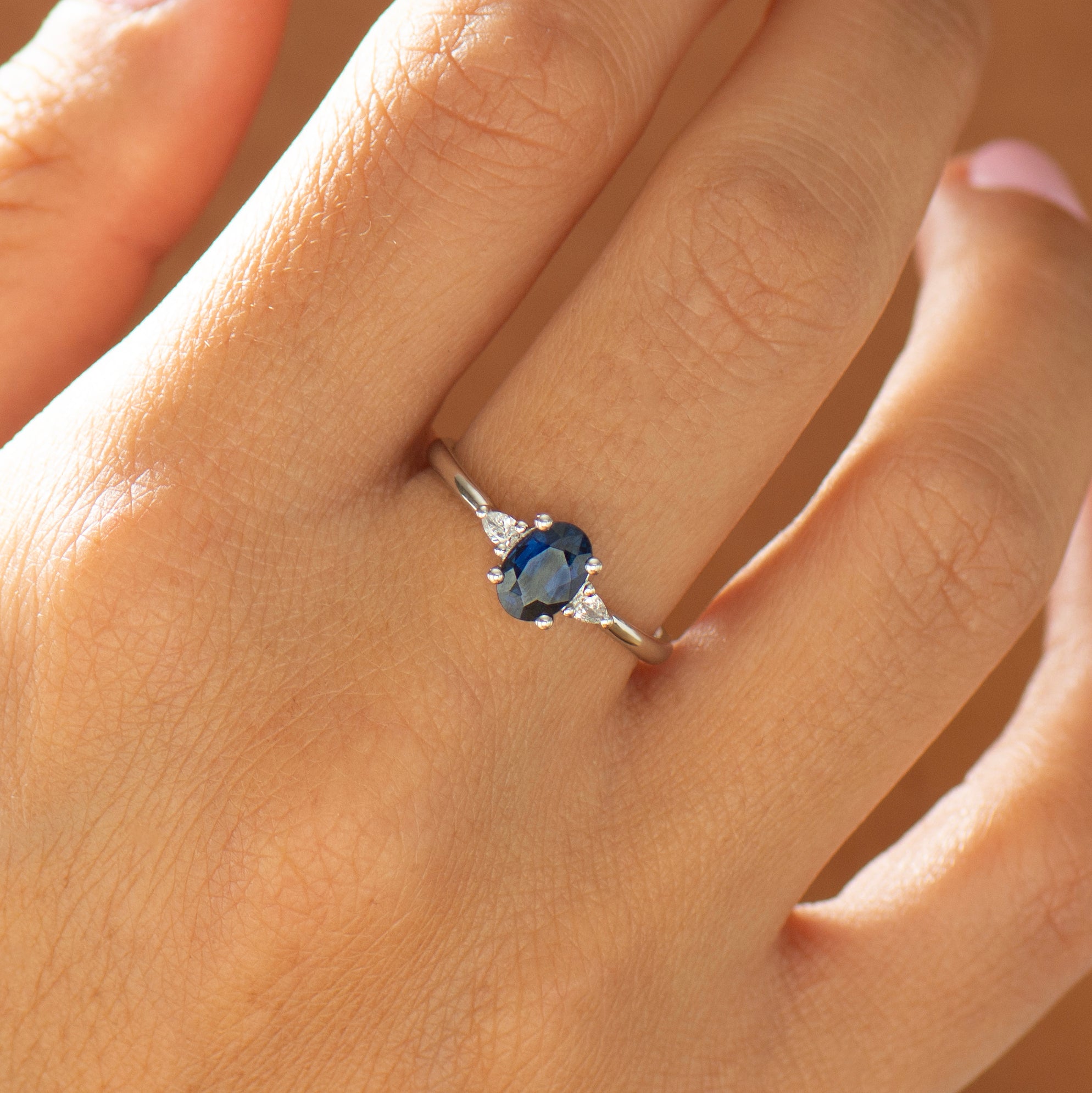 Dark Blue Sapphire Ring Set