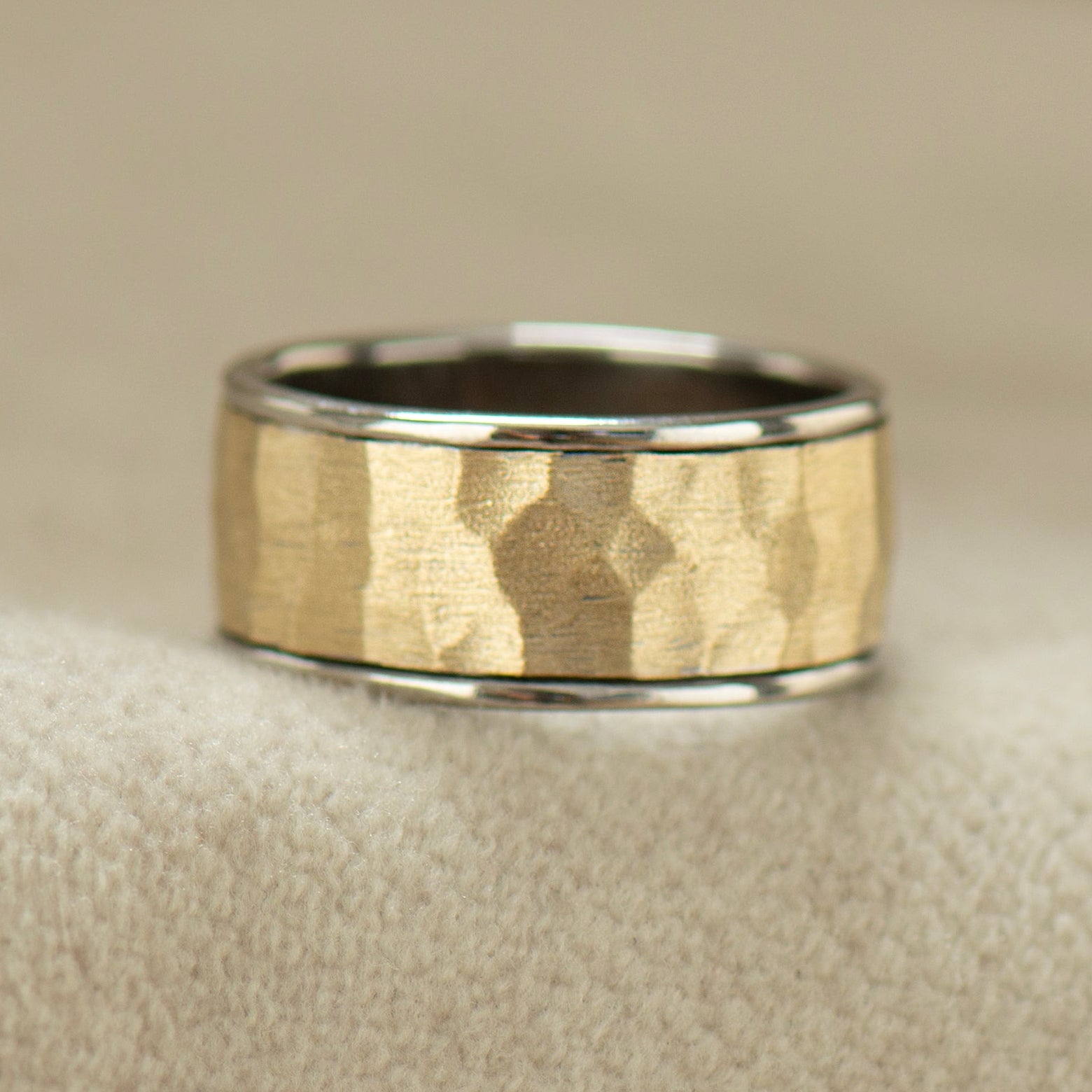 10MM Wide Hammered Men's Ring