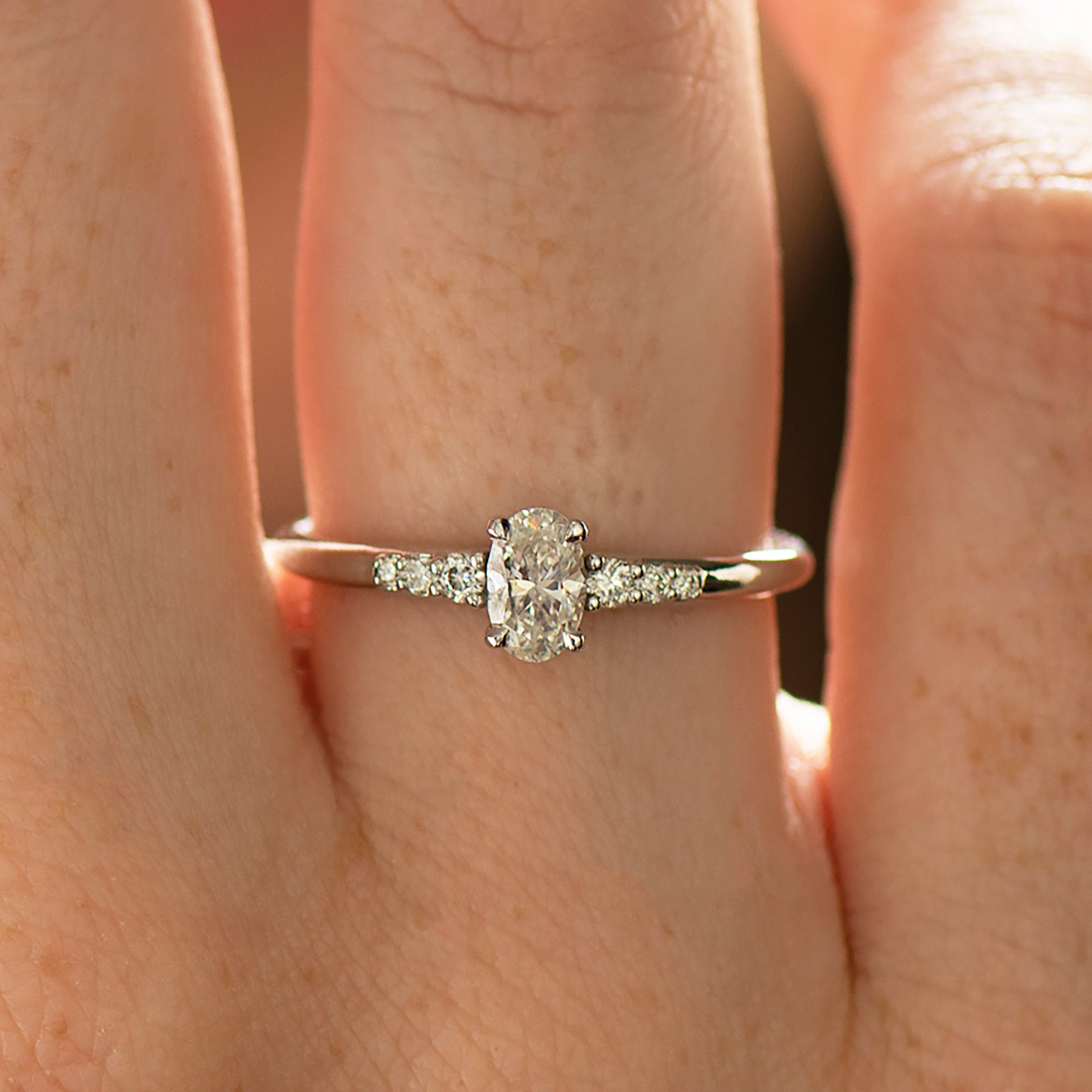 Dainty Elongated Oval Engagement Ring