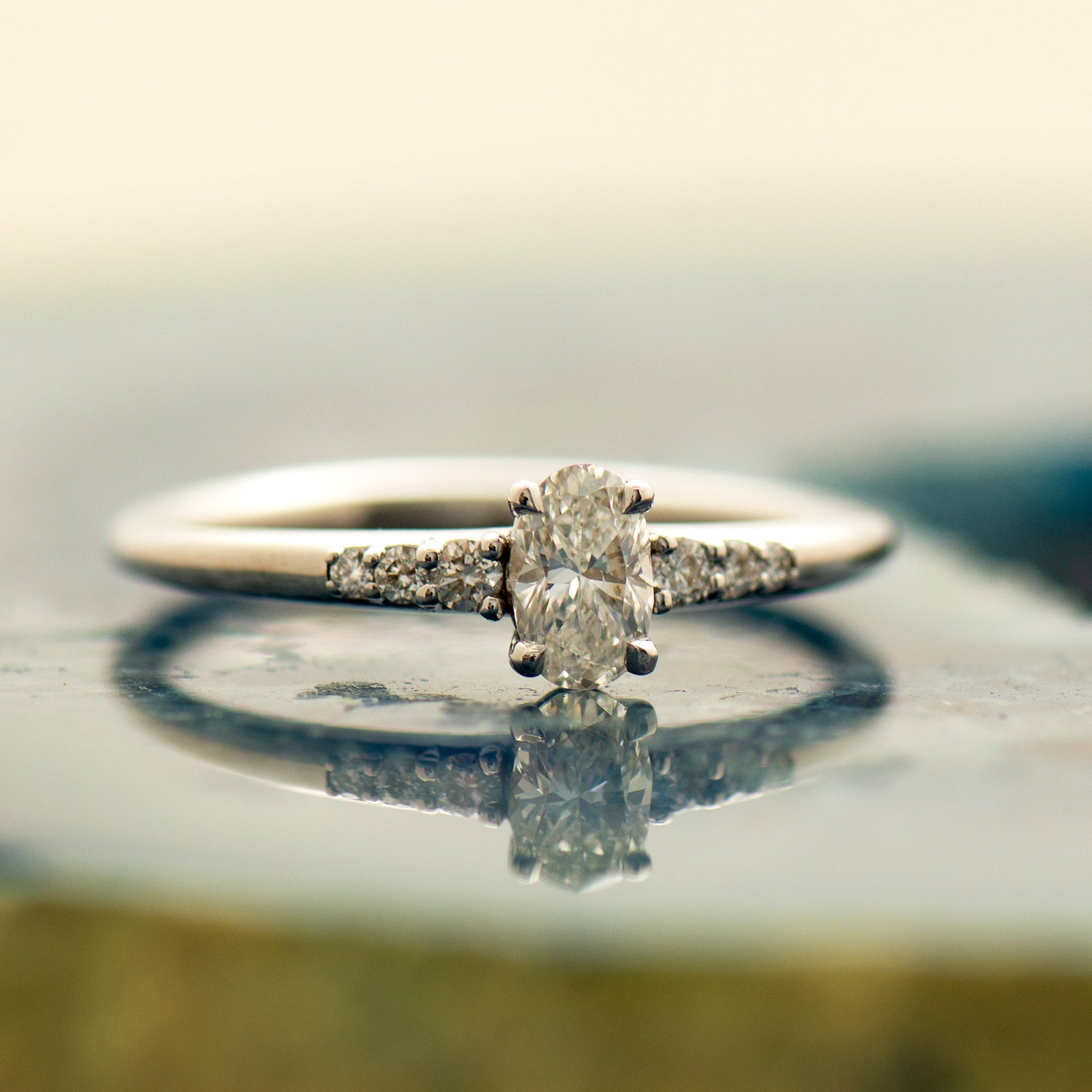 Dainty Elongated Oval Engagement Ring