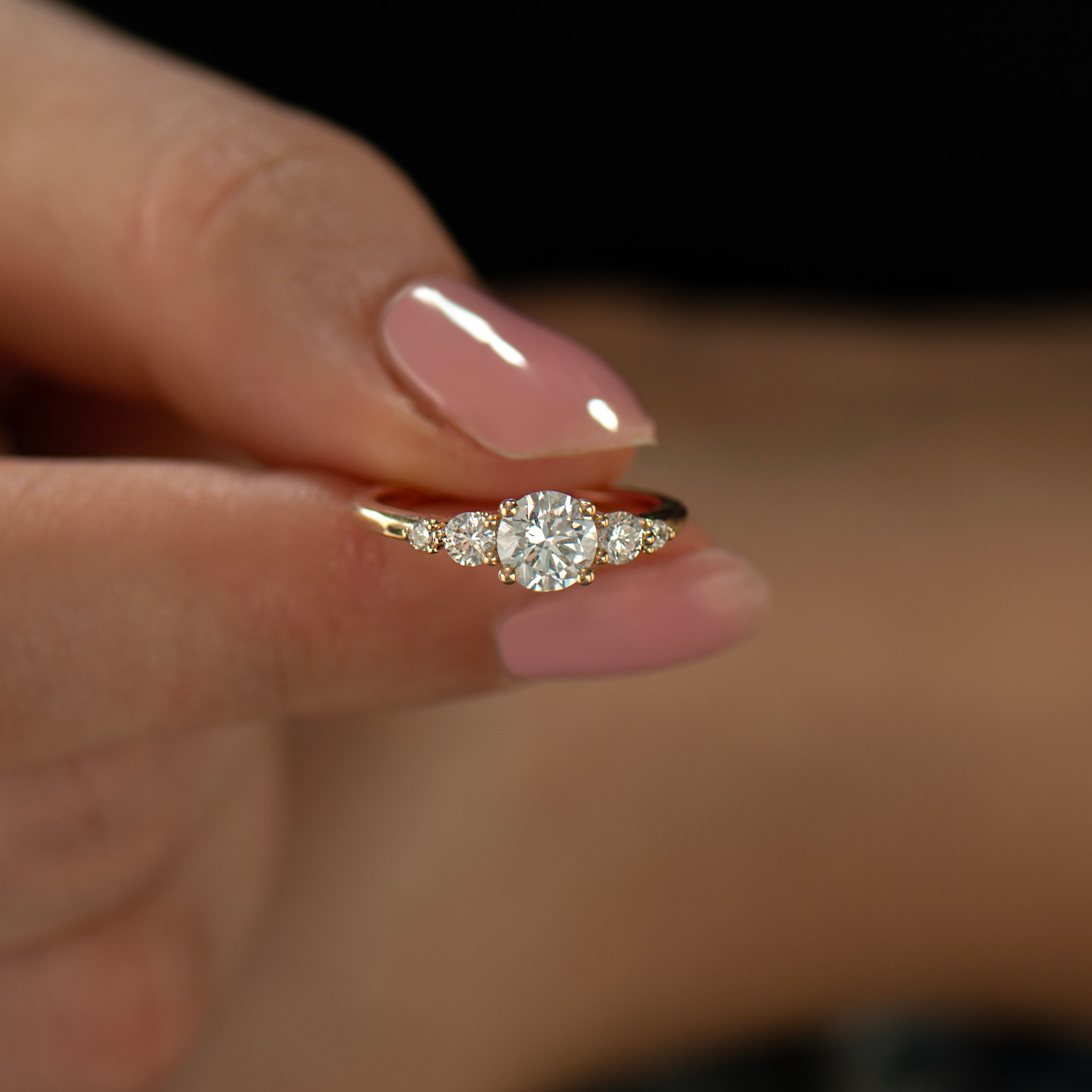 Five Diamonds Engagement Ring