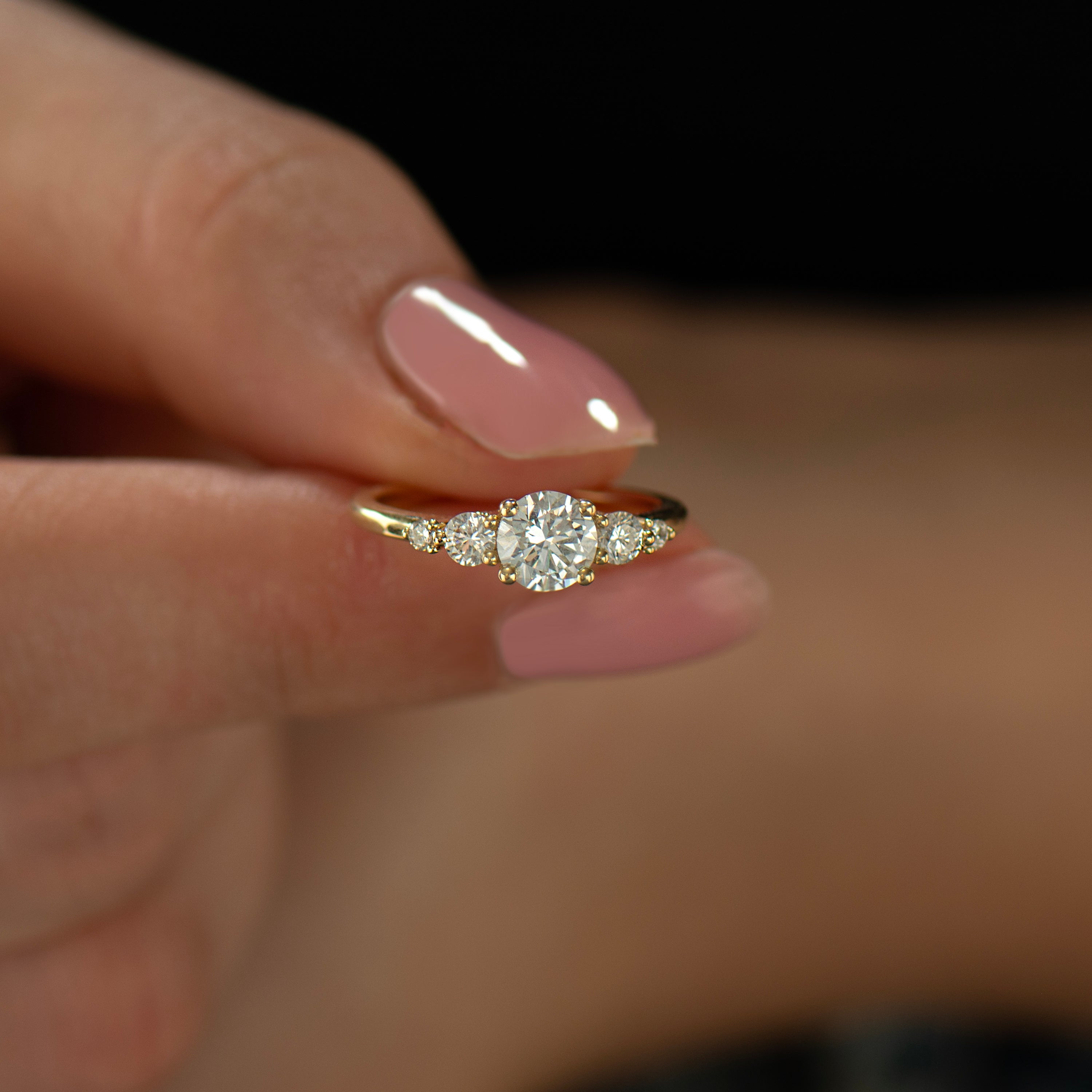 Five Diamonds Engagement Ring