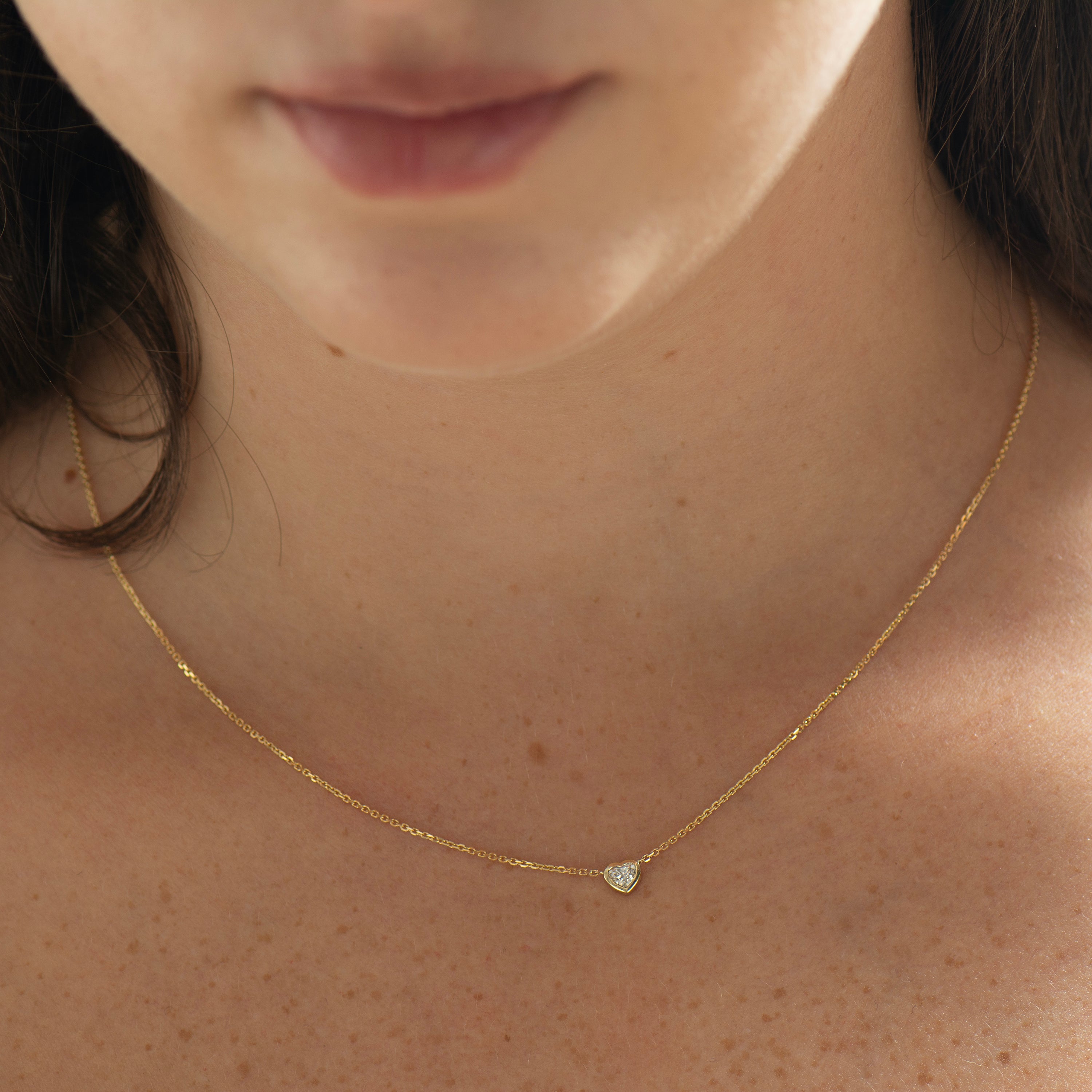 Heart Diamond Bezel Necklace