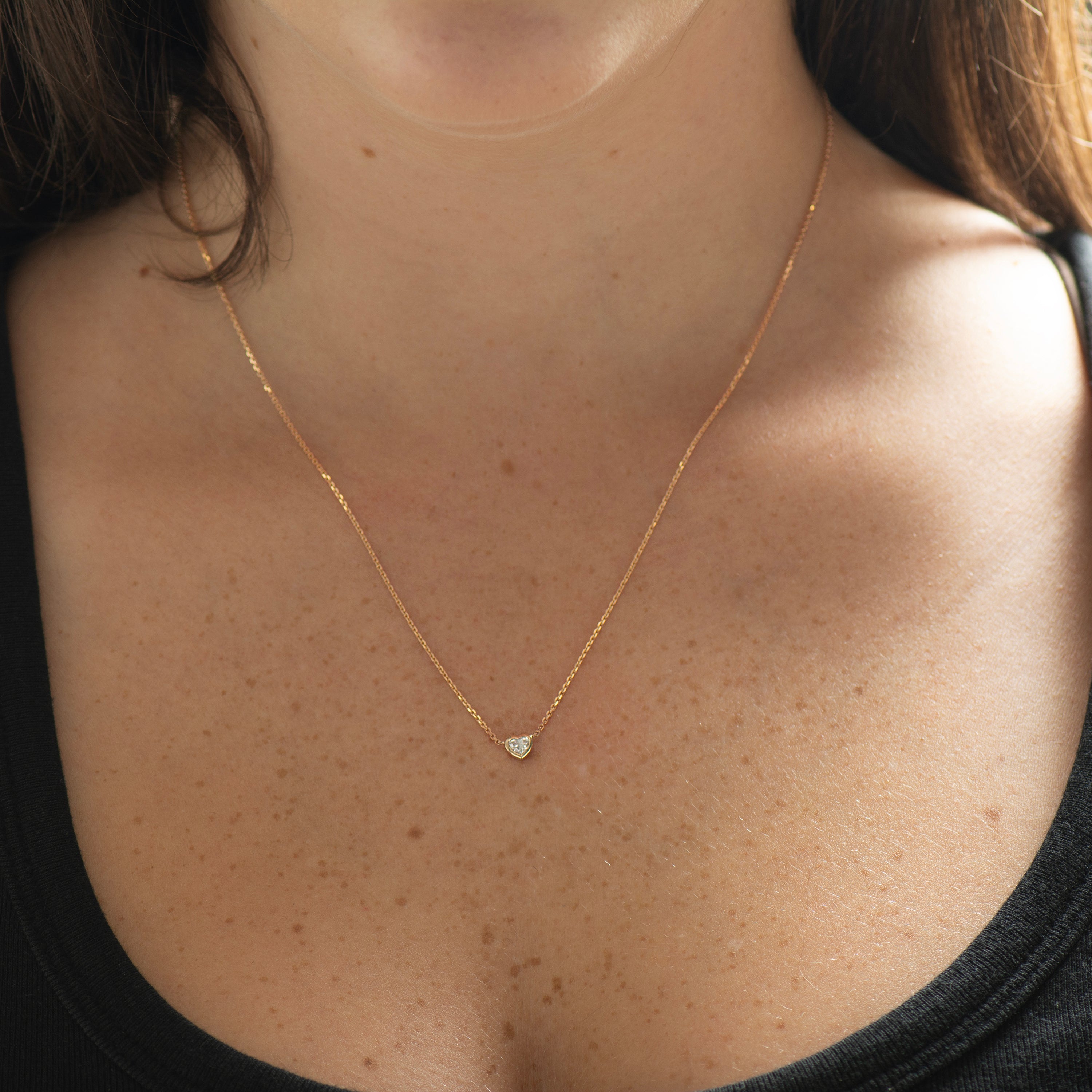 Heart Diamond Bezel Necklace
