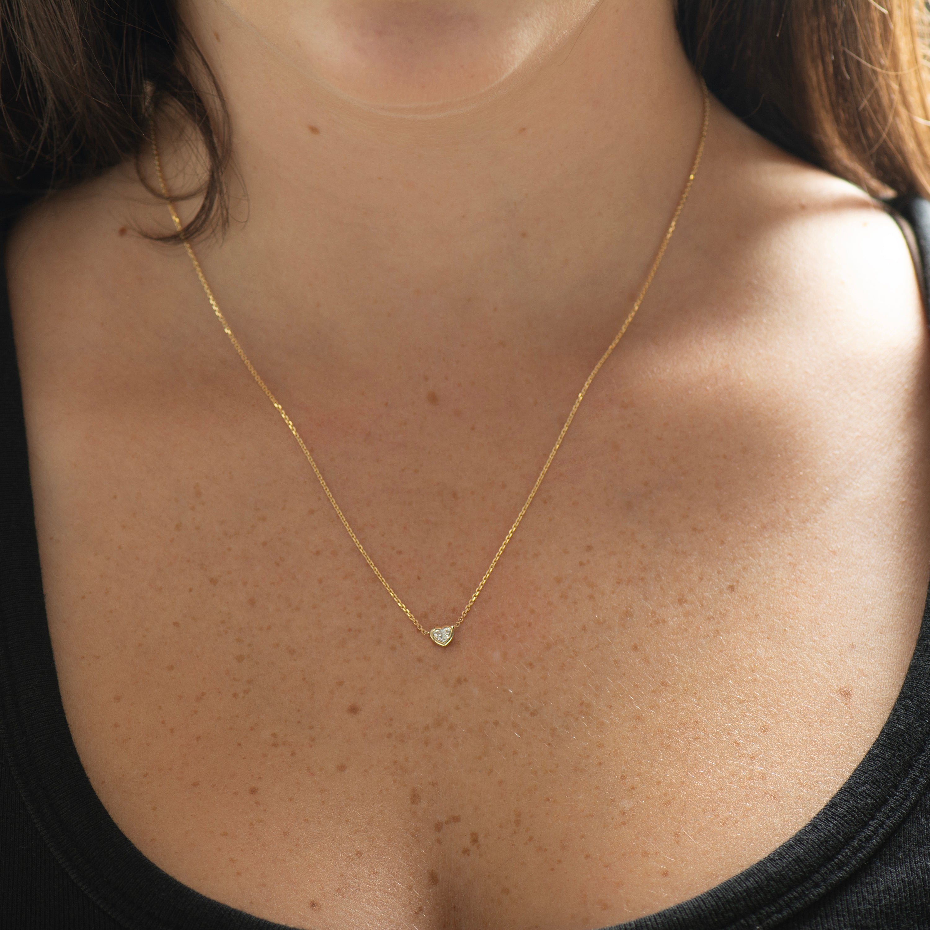 Heart Diamond Bezel Necklace