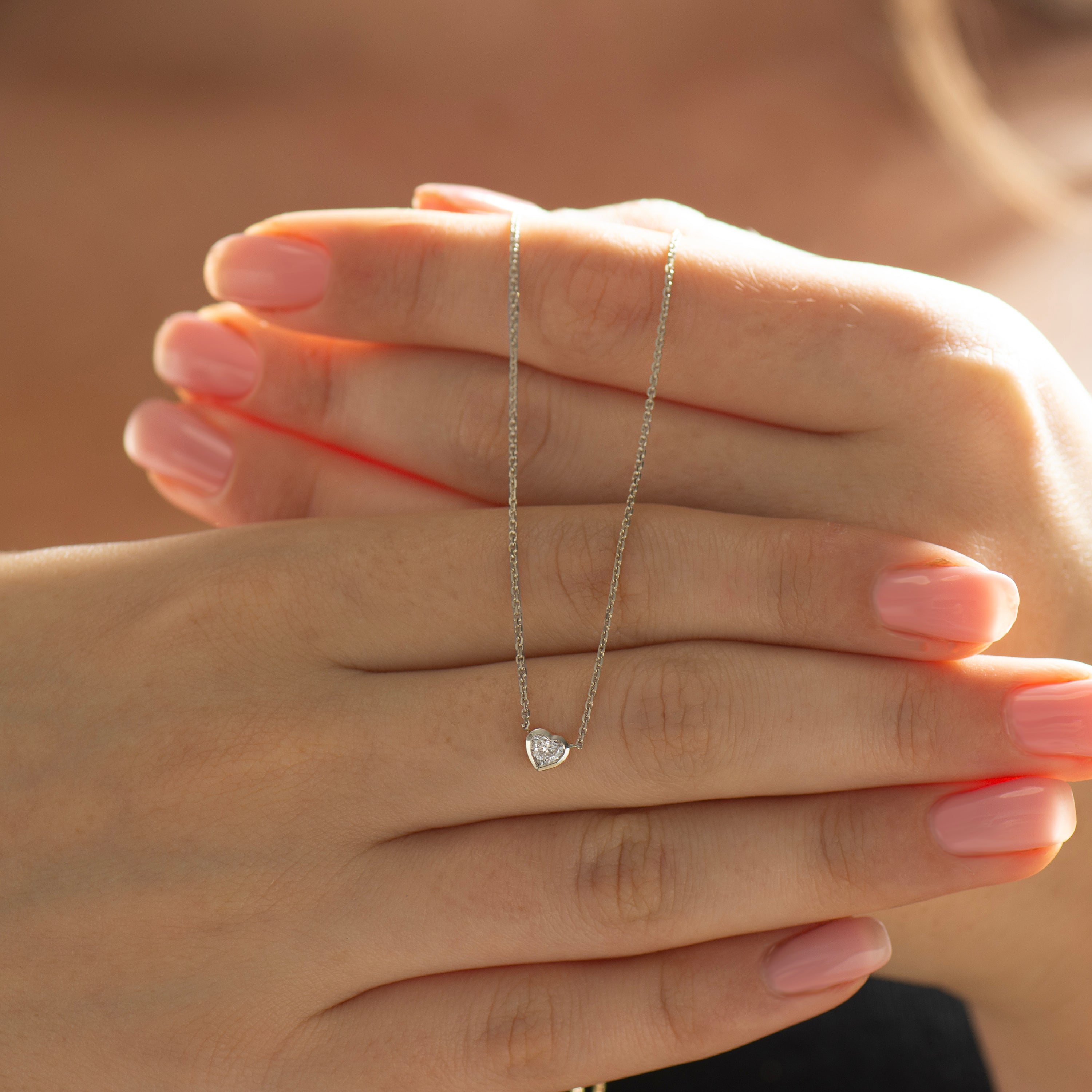 Heart Diamond Bezel Necklace