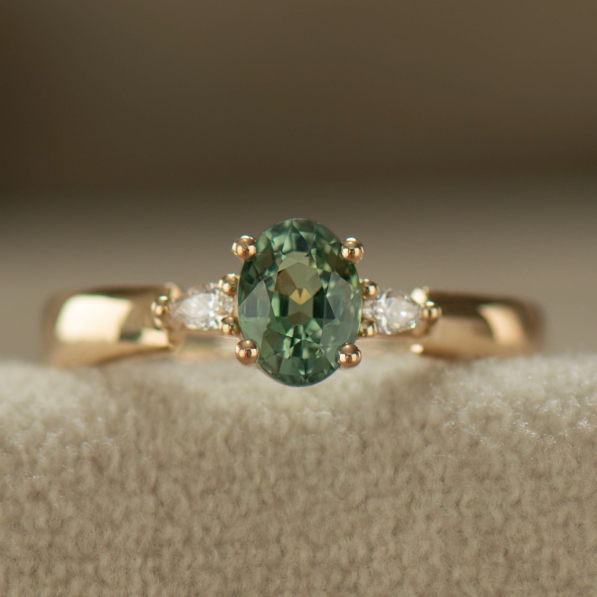 Wide Band Floating Sapphire Ring - Oval