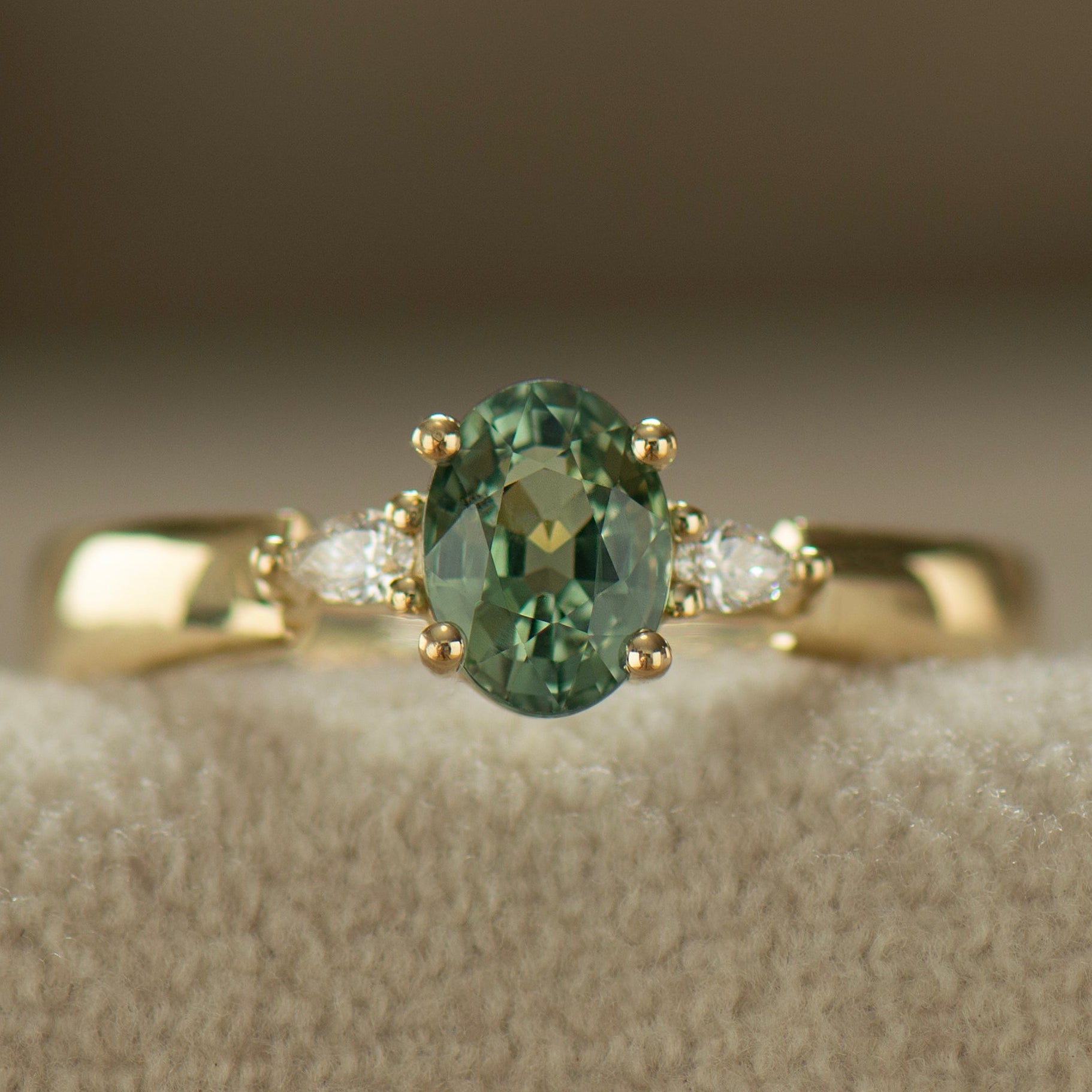 Wide Band Floating Sapphire Ring - Oval