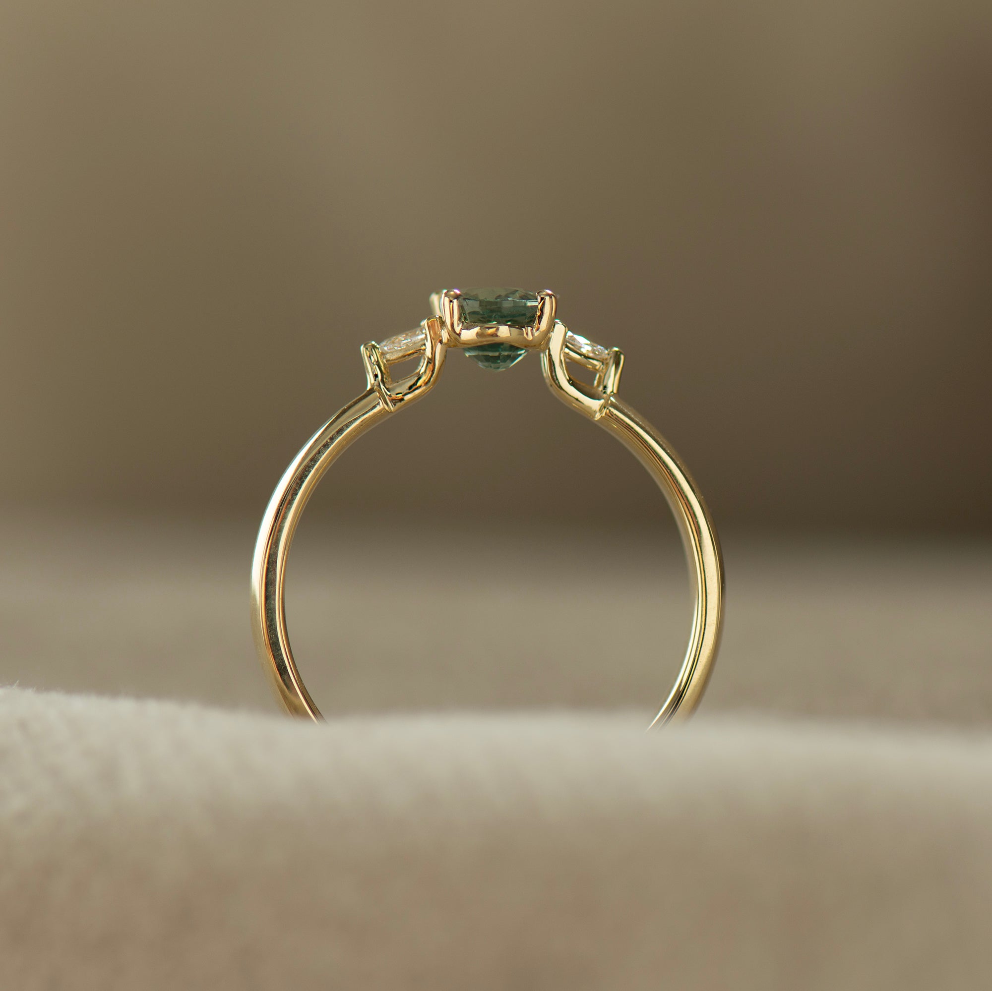 Wide Band Floating Sapphire Ring - Oval