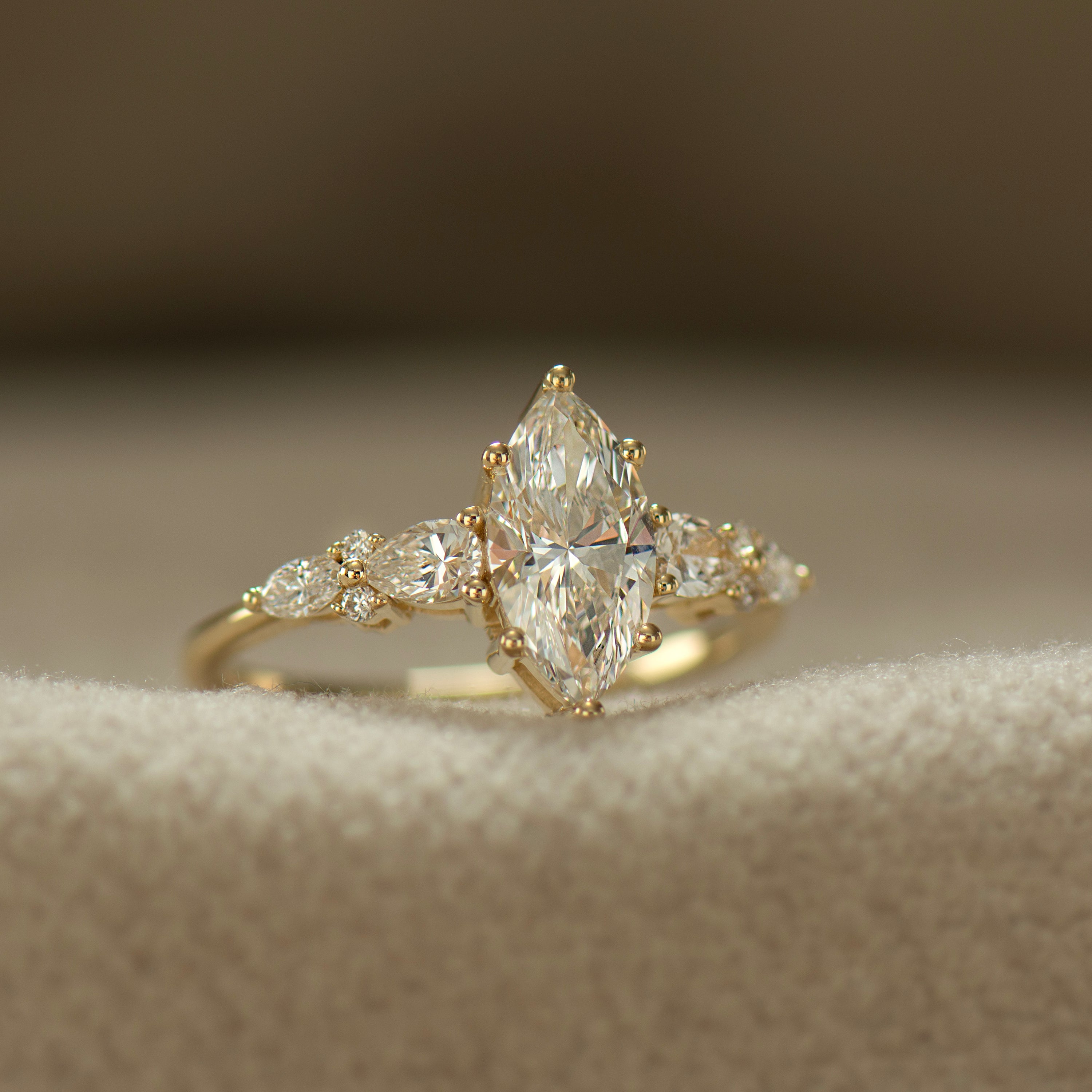 Marquise Lab Diamond Engagement Ring