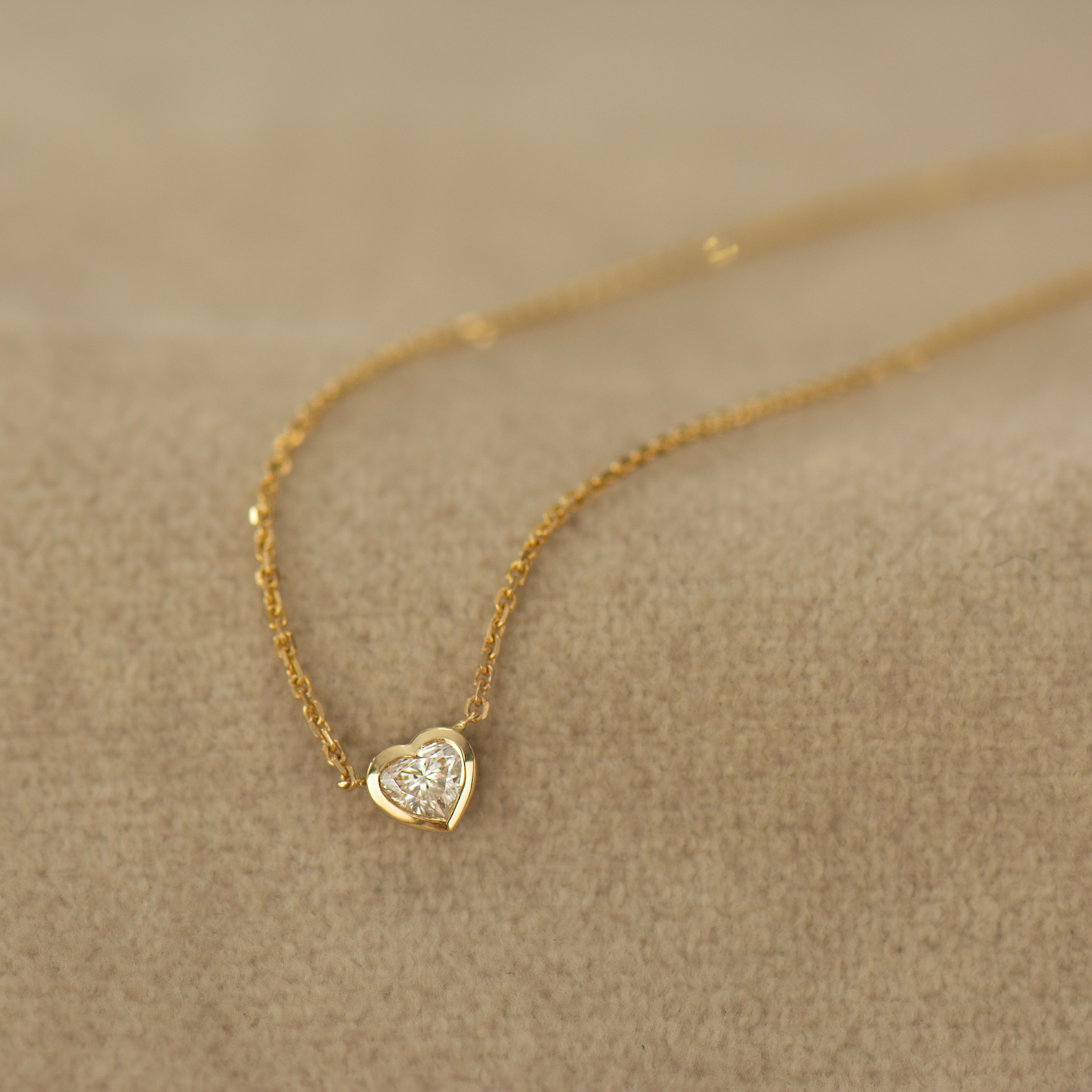 Heart Diamond Bezel Necklace