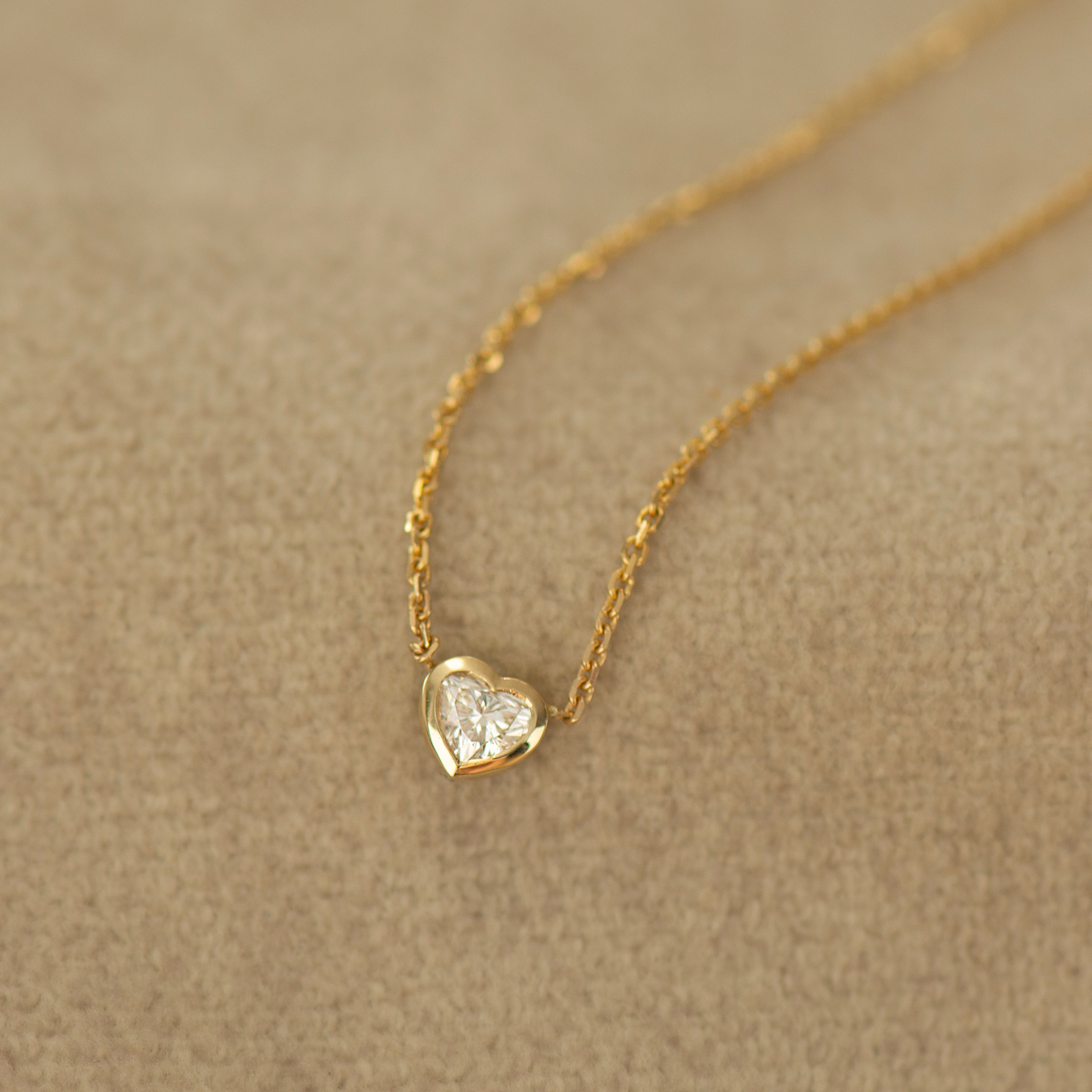 Heart Diamond Bezel Necklace