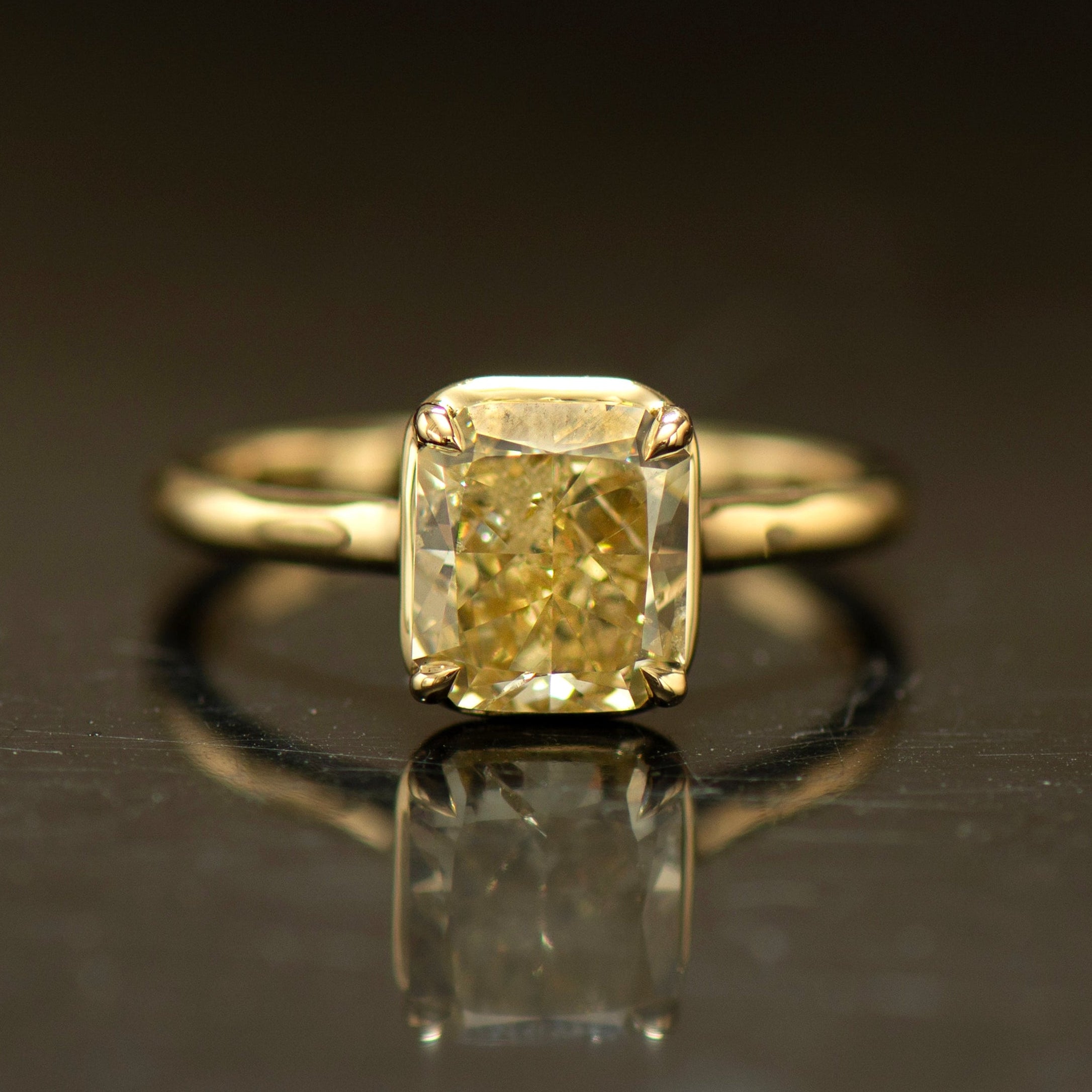 Yellow Radiant Lab Diamond Ring