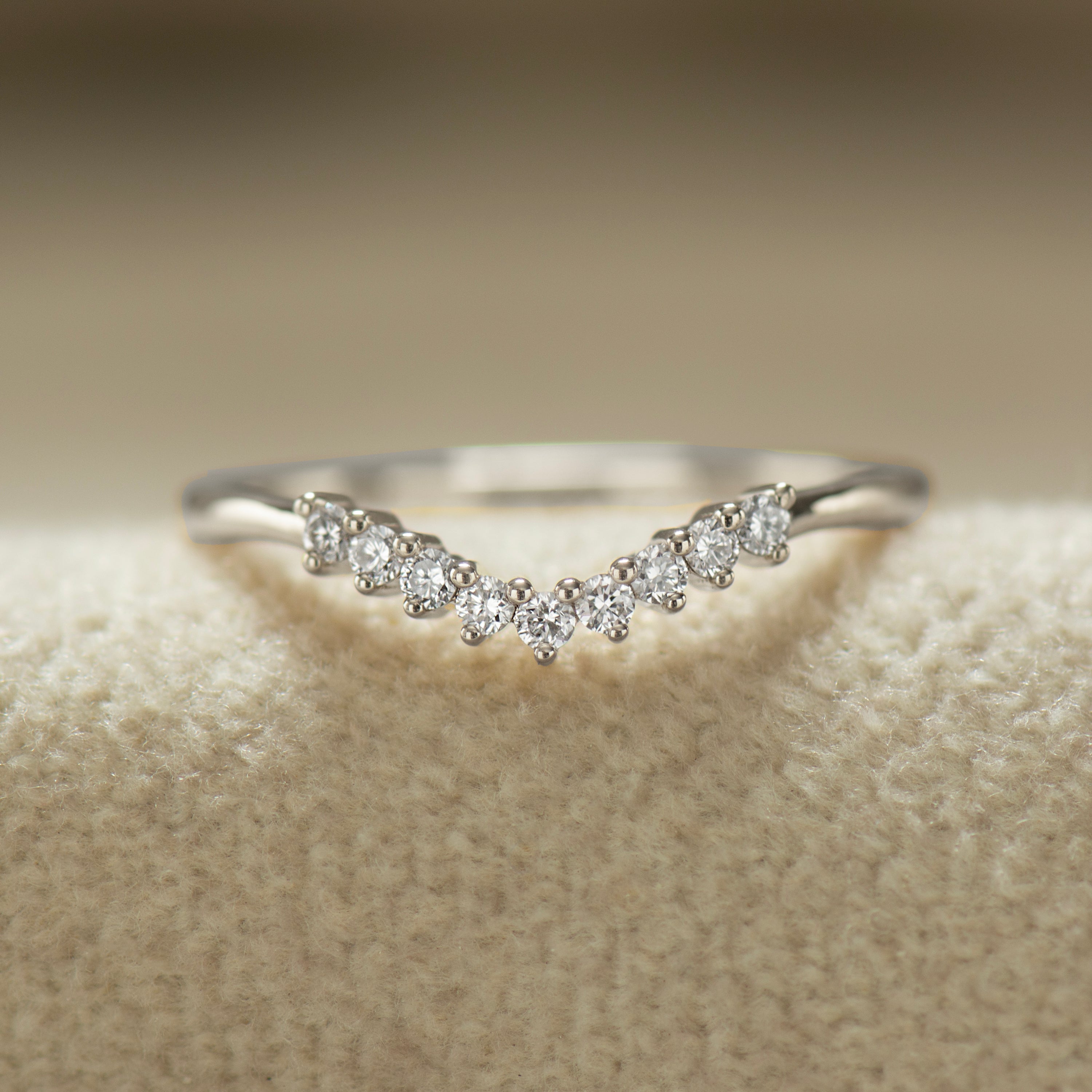 Curved Nine Diamonds Matching Ring