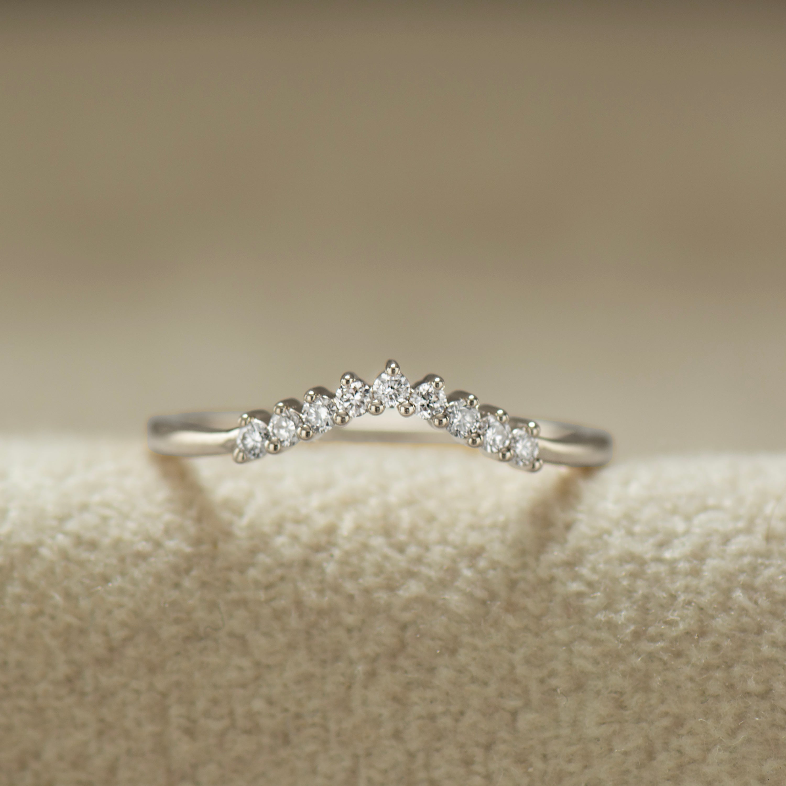 Curved Nine Diamonds Matching Ring
