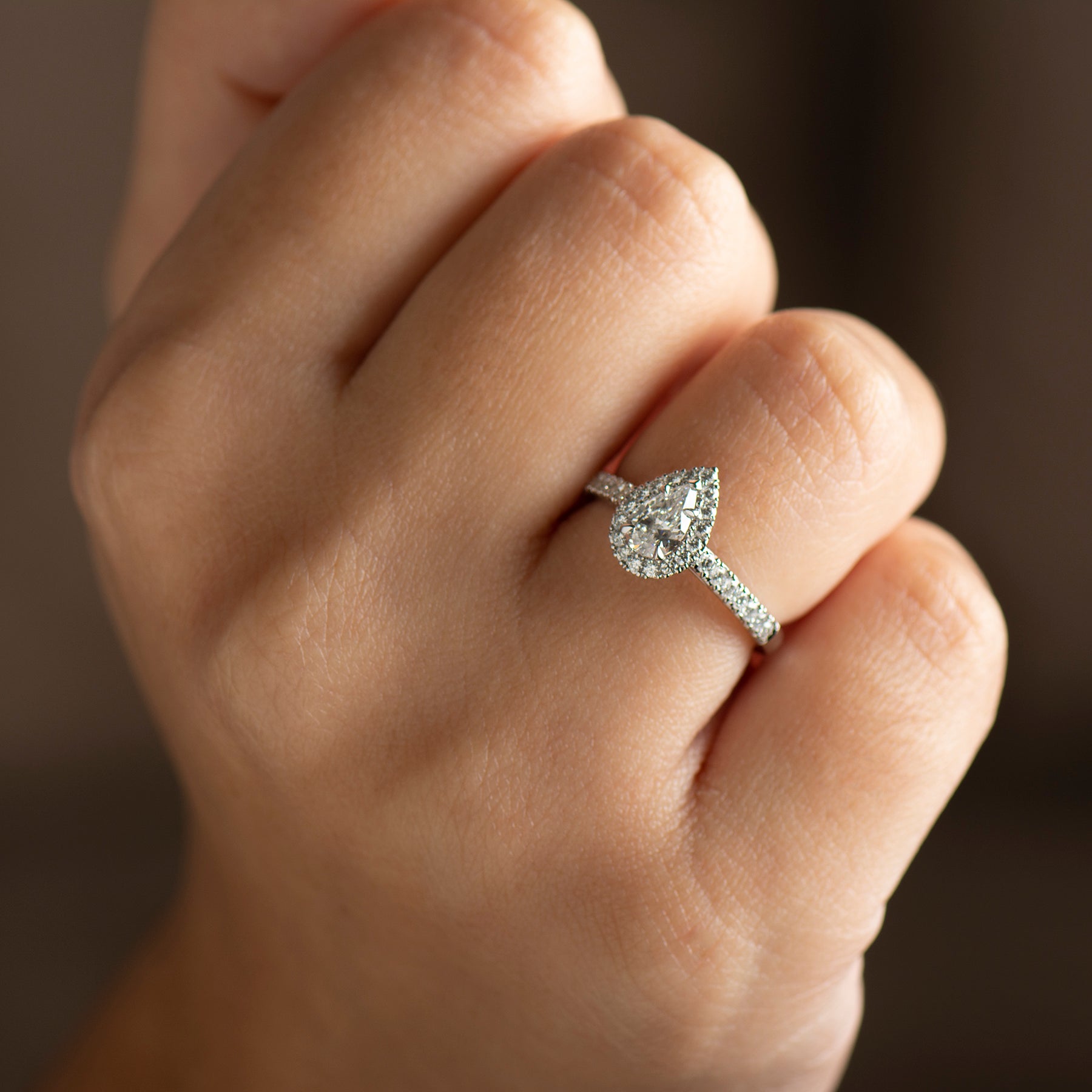 The Pear Halo Ring
