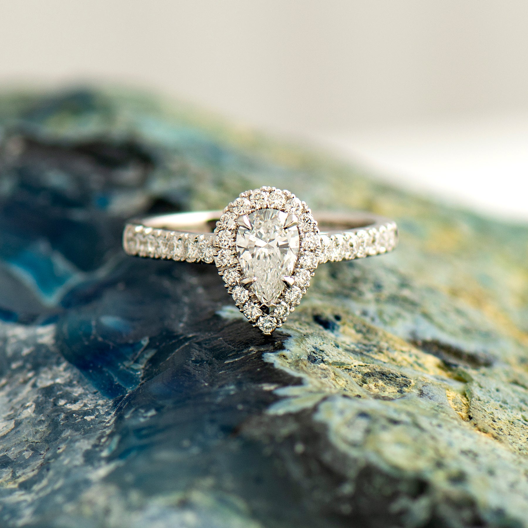 The Pear Halo Ring
