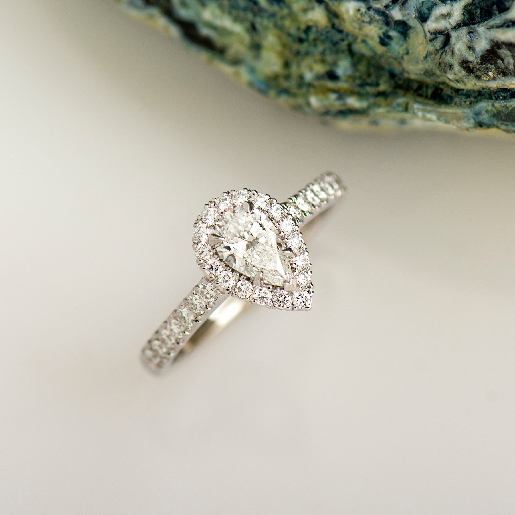 The Pear Halo Ring
