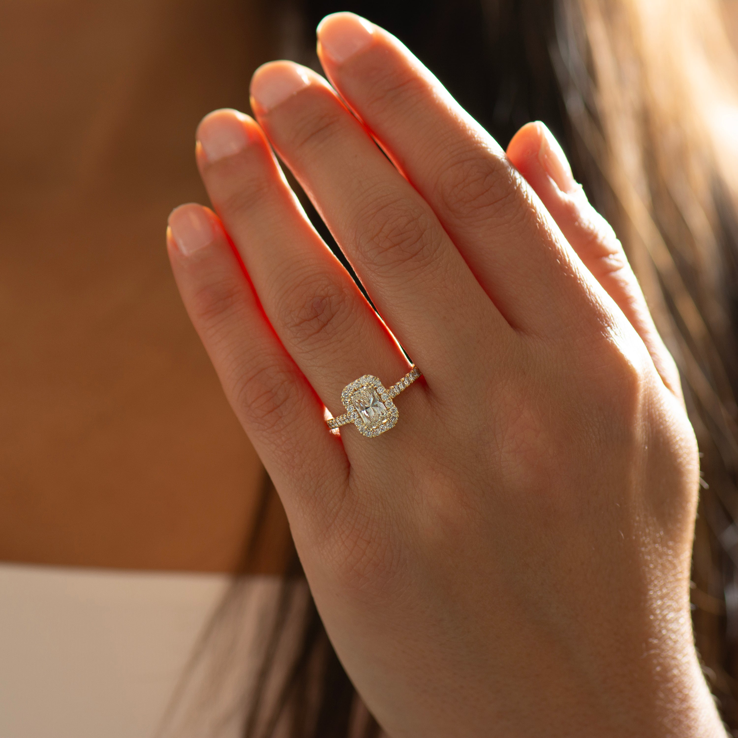 Radiant Cut Diamond Halo Ring