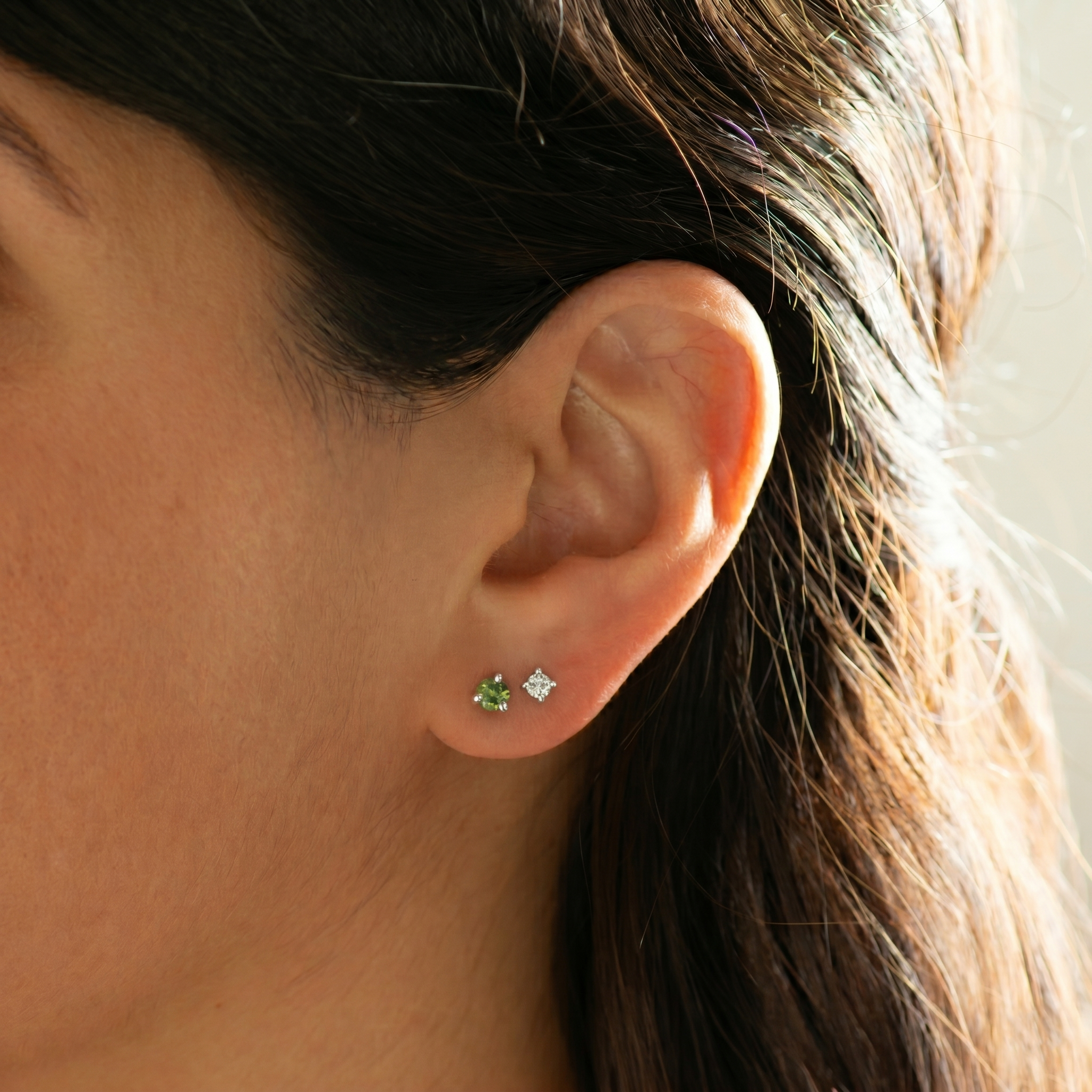 Green Sapphire Stud Earrings