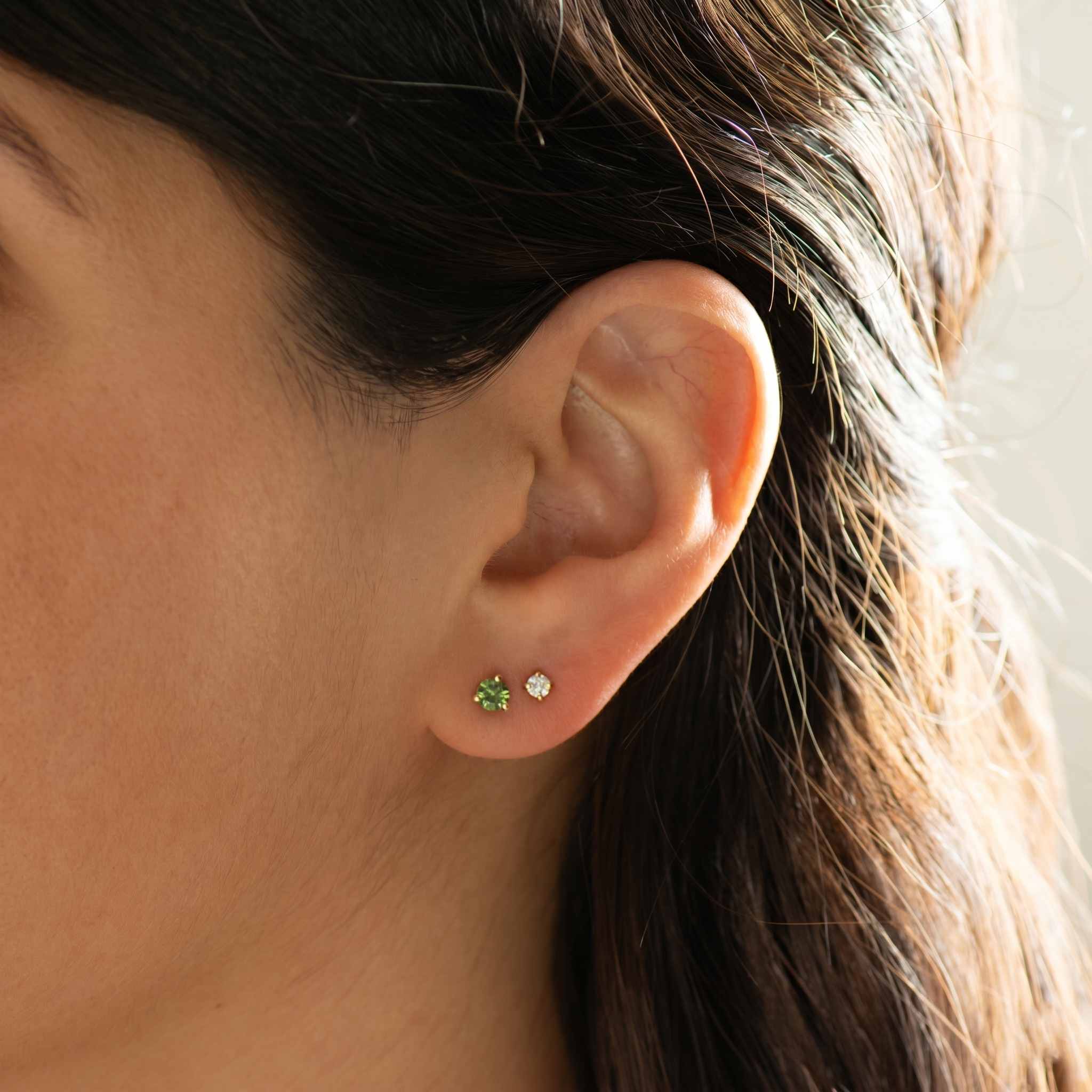 Green Sapphire Stud Earrings