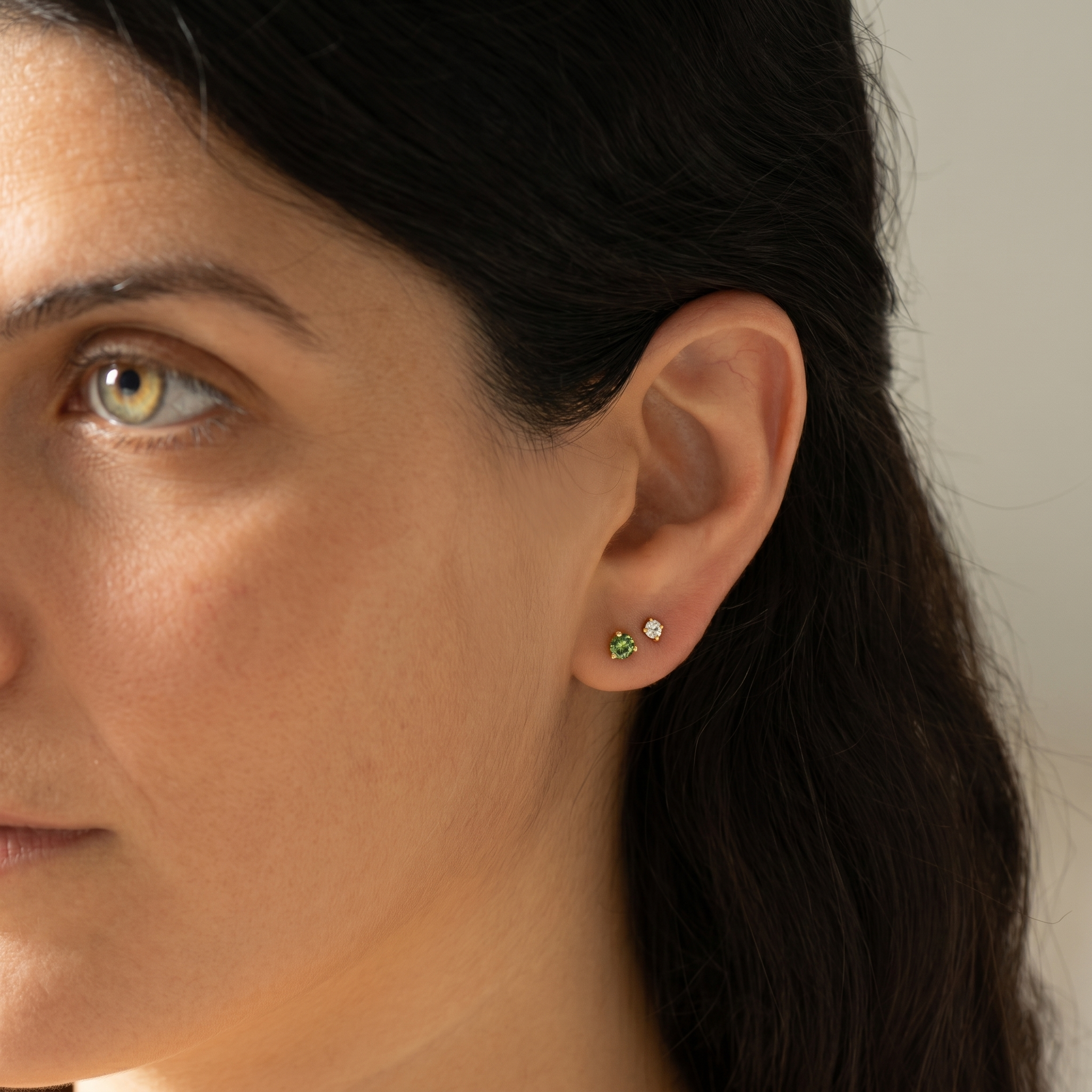 Green Sapphire Stud Earrings