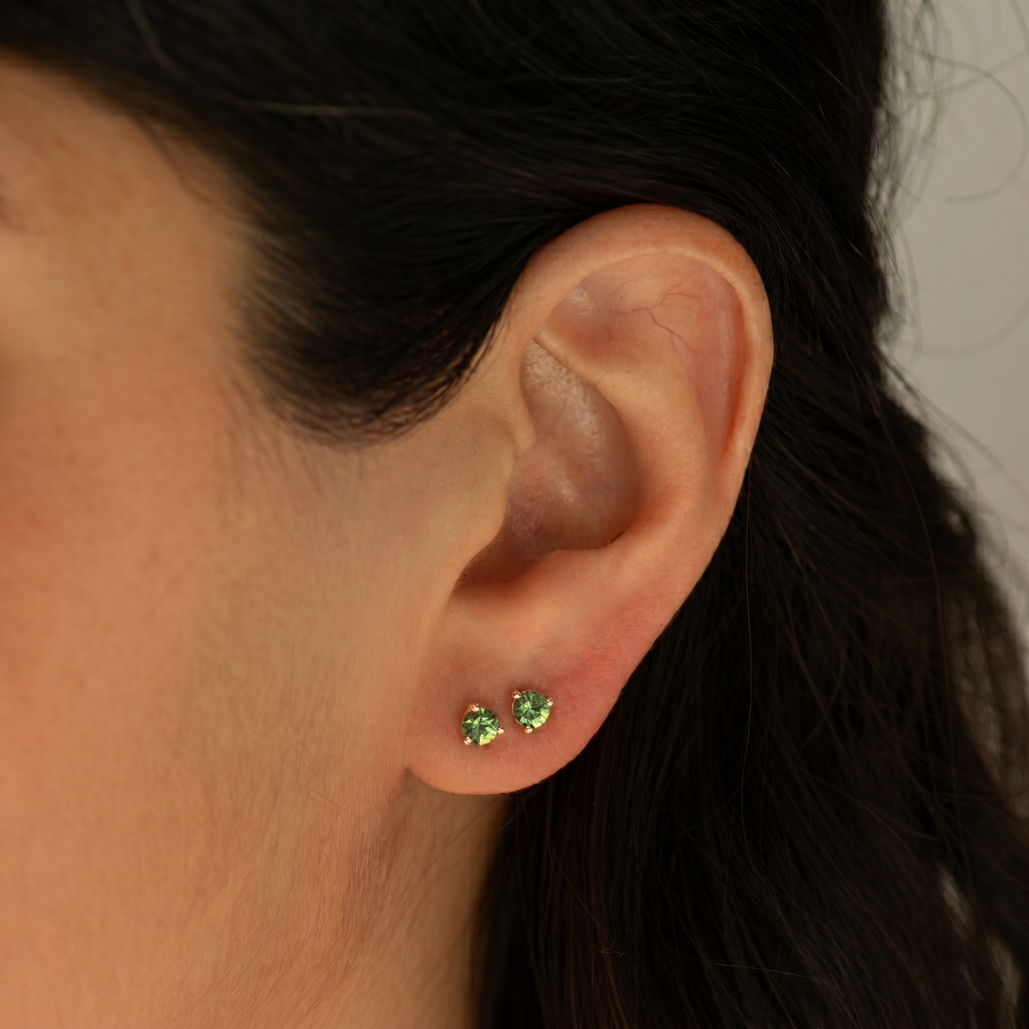 Green Sapphire Stud Earrings