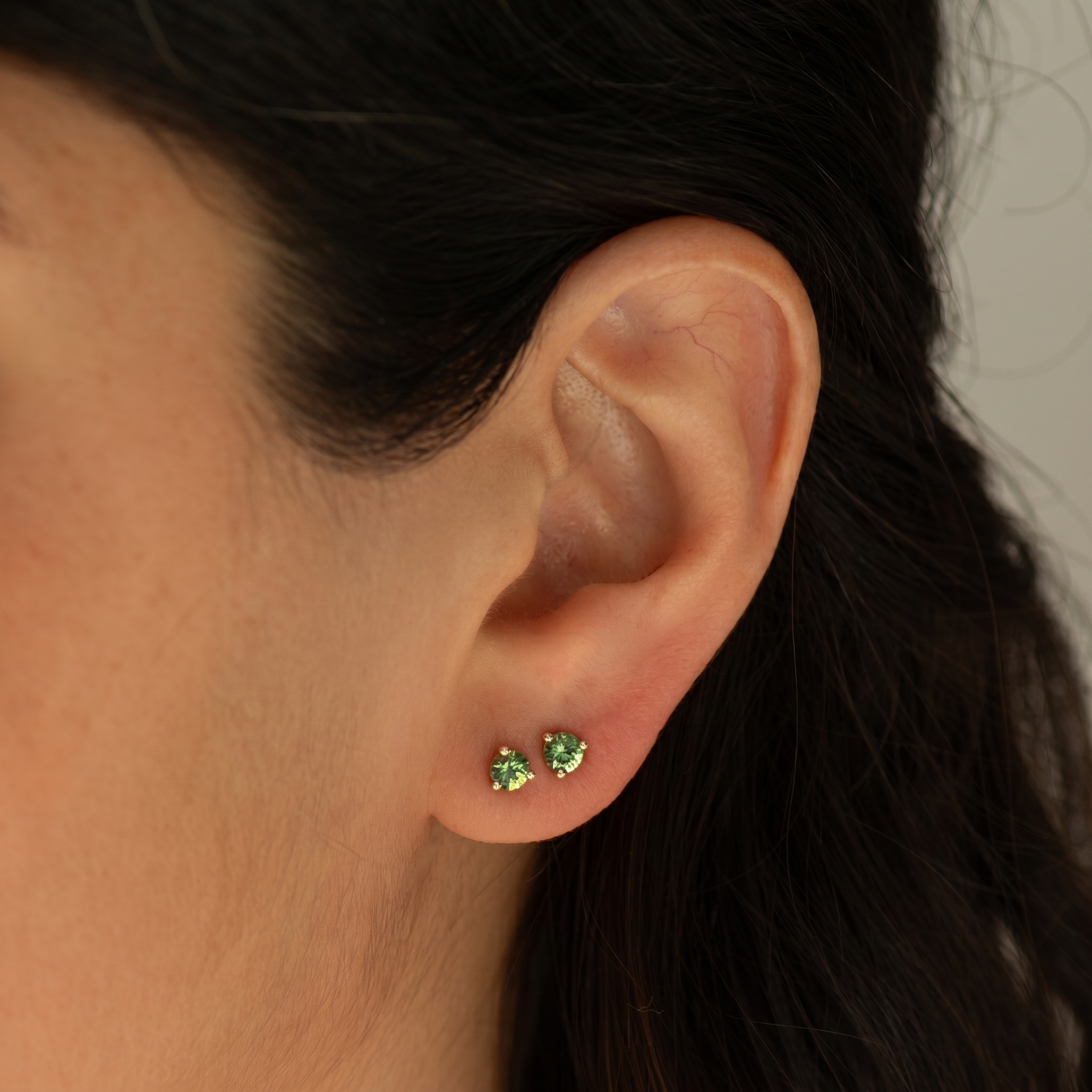 Green Sapphire Stud Earrings