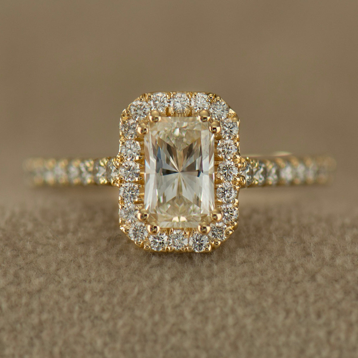 Radiant Cut Diamond Halo Ring