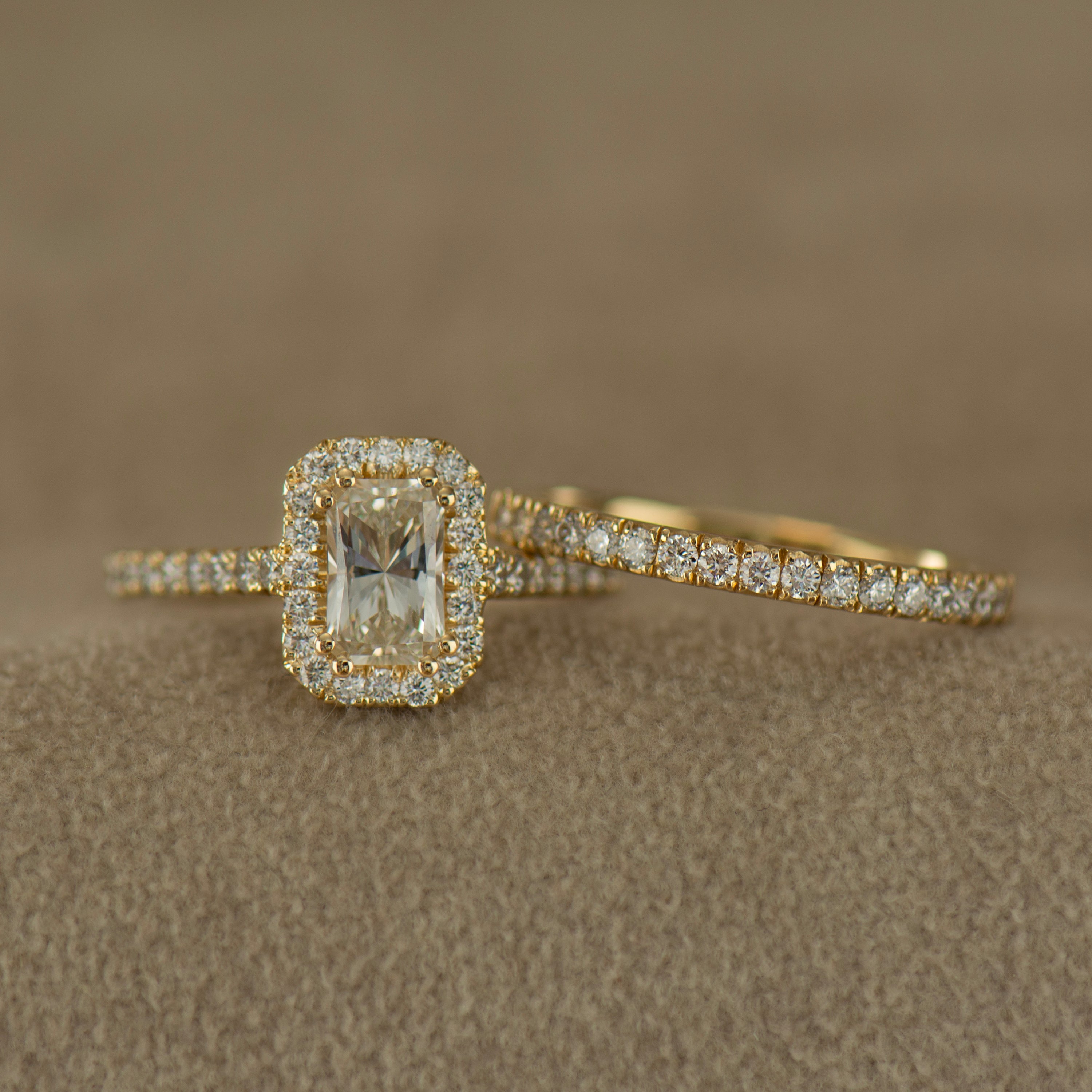 Radiant Cut Diamond Halo Ring