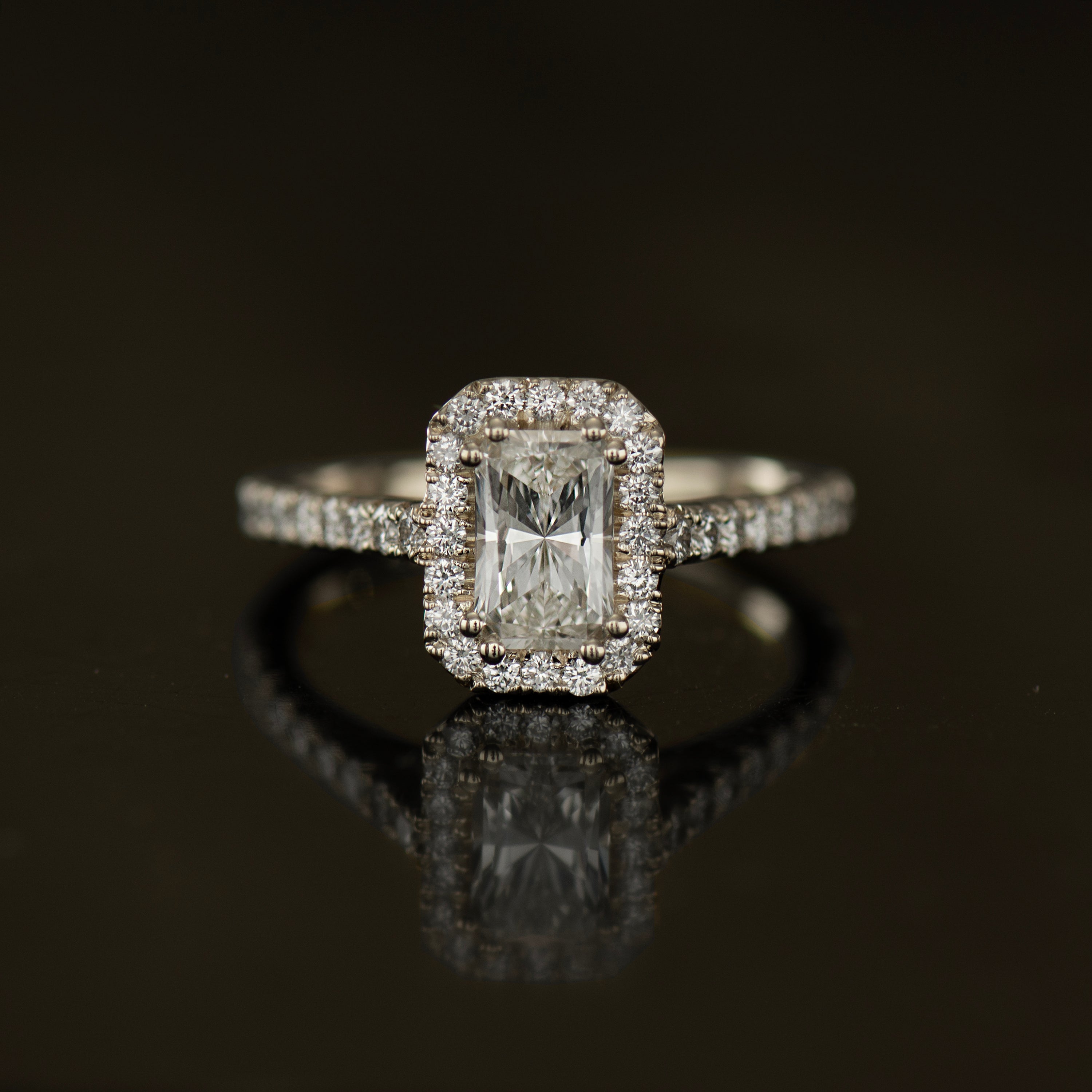 Radiant Cut Diamond Halo Ring
