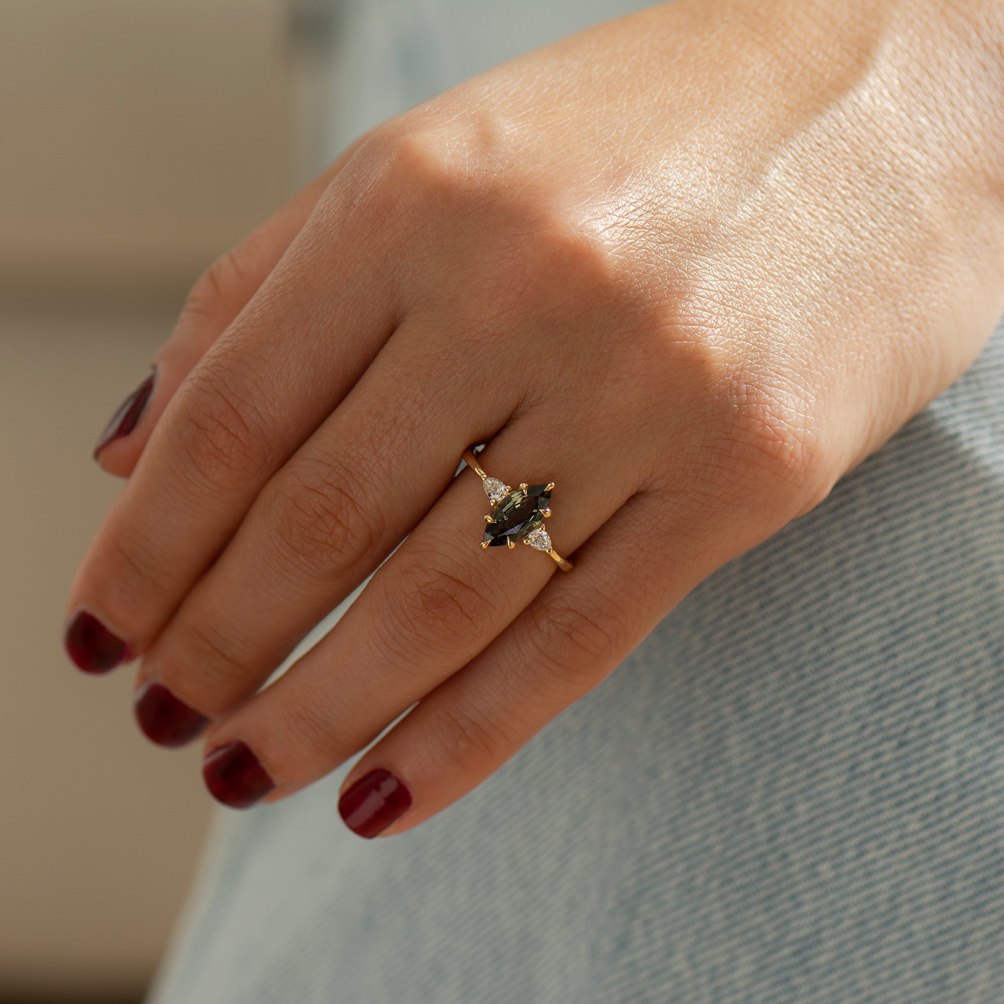 Crown Green Sapphire Ring