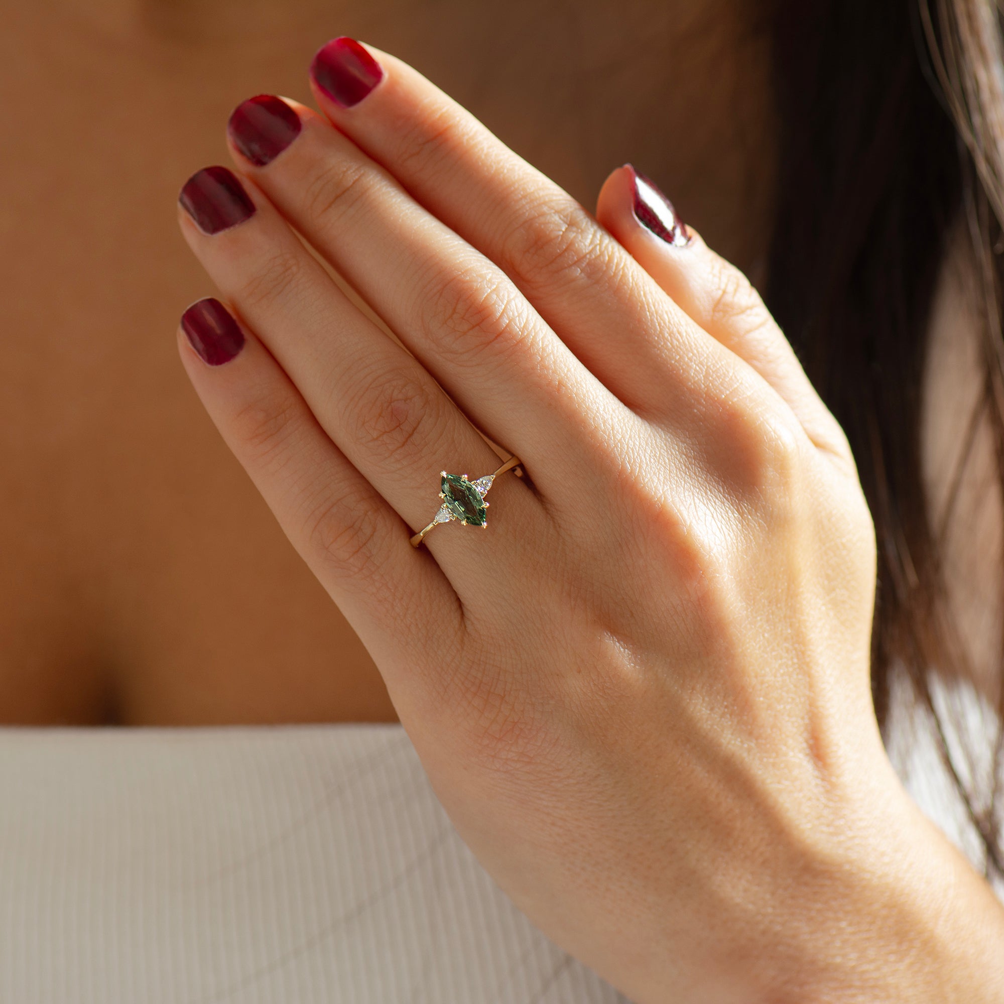 Crown Green Sapphire Ring