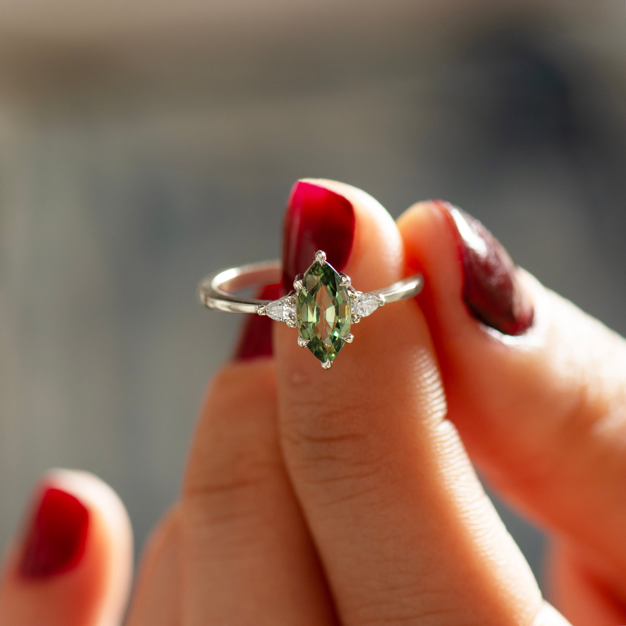 Crown Green Sapphire Ring