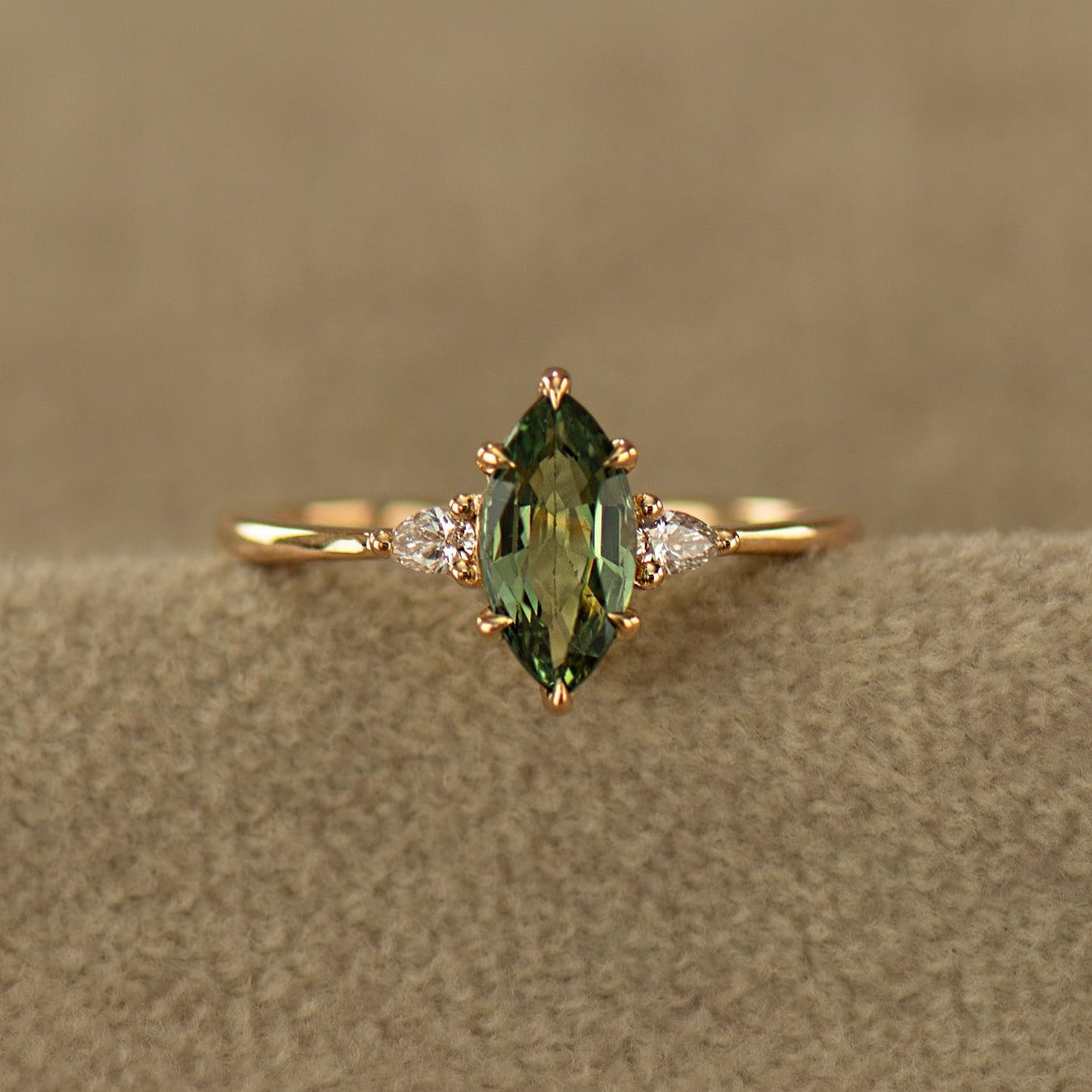 Crown Green Sapphire Ring